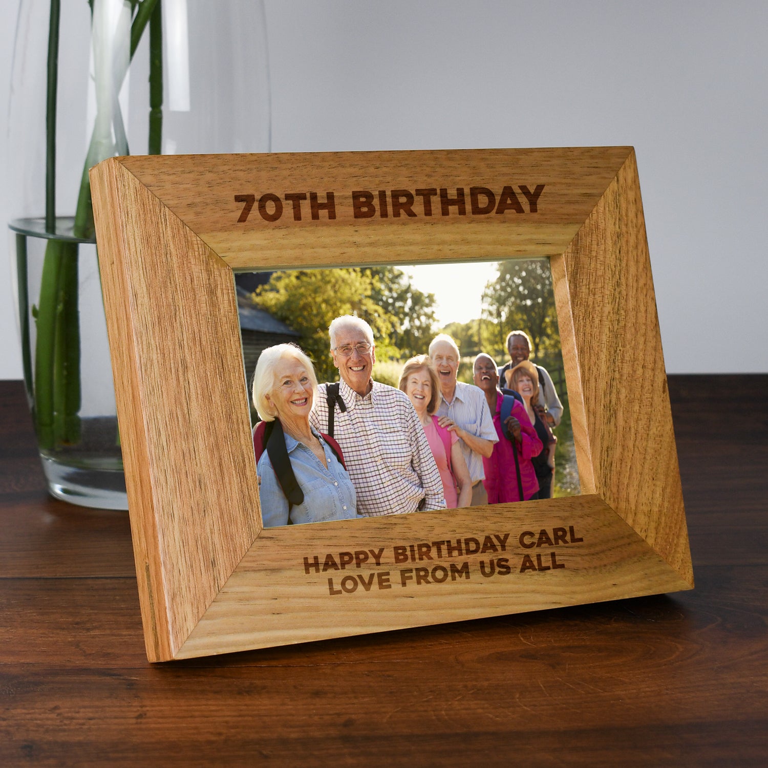 Personalised Wooden 6x4 Landscape 70th Birthday Frame - Photo Frames