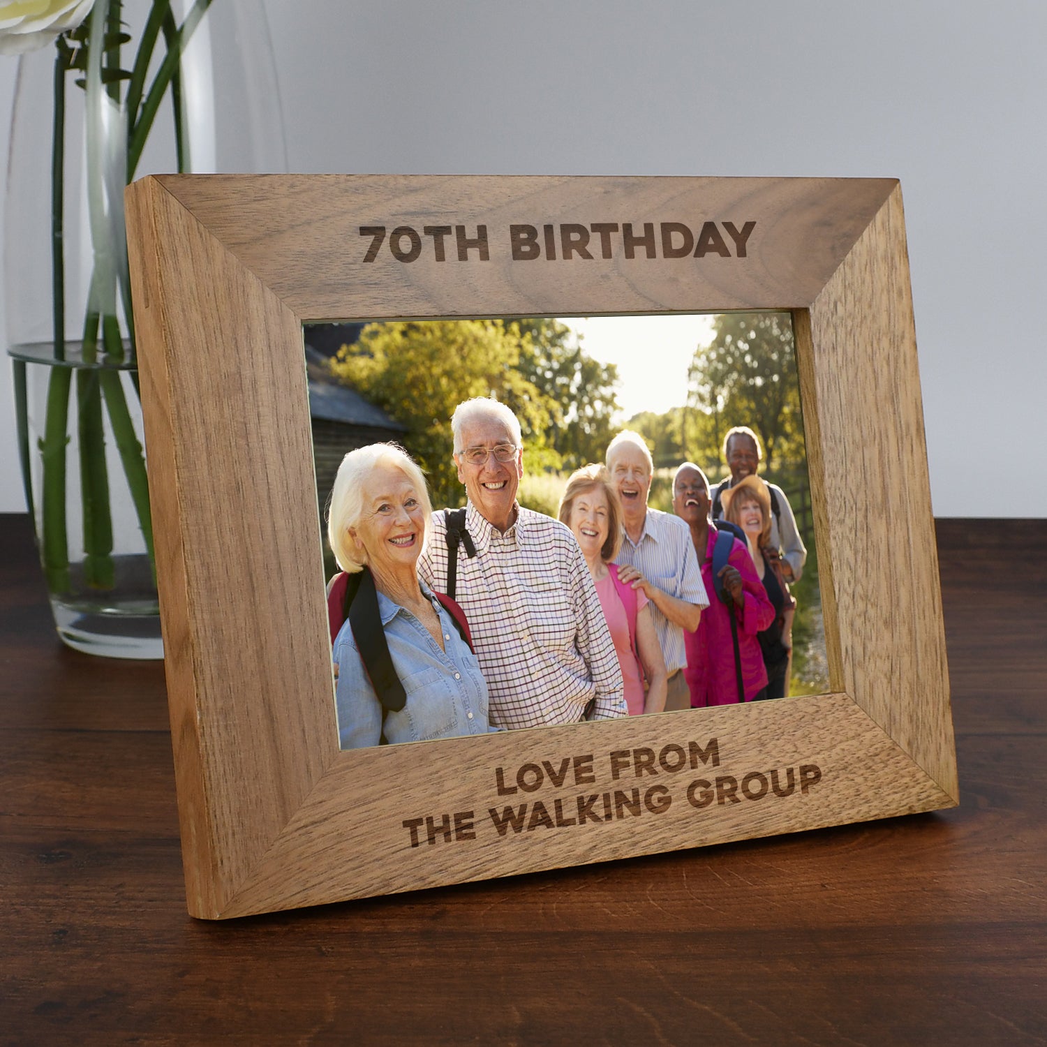 Personalised Wooden 7x5 Landscape 70th Birthday Frame - Photo Frames