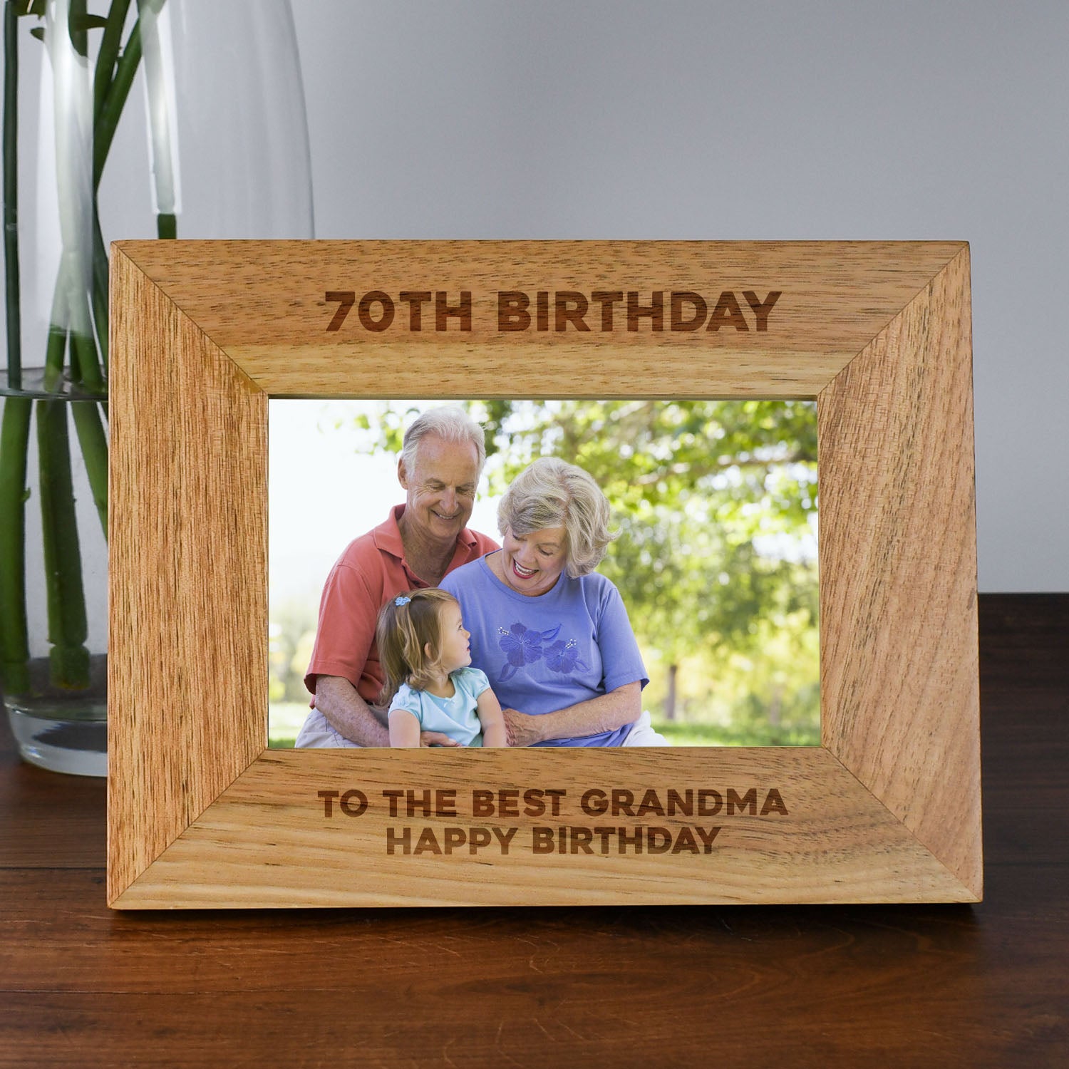 Personalised Wooden 6x4 Landscape 70th Birthday Frame - Photo Frames