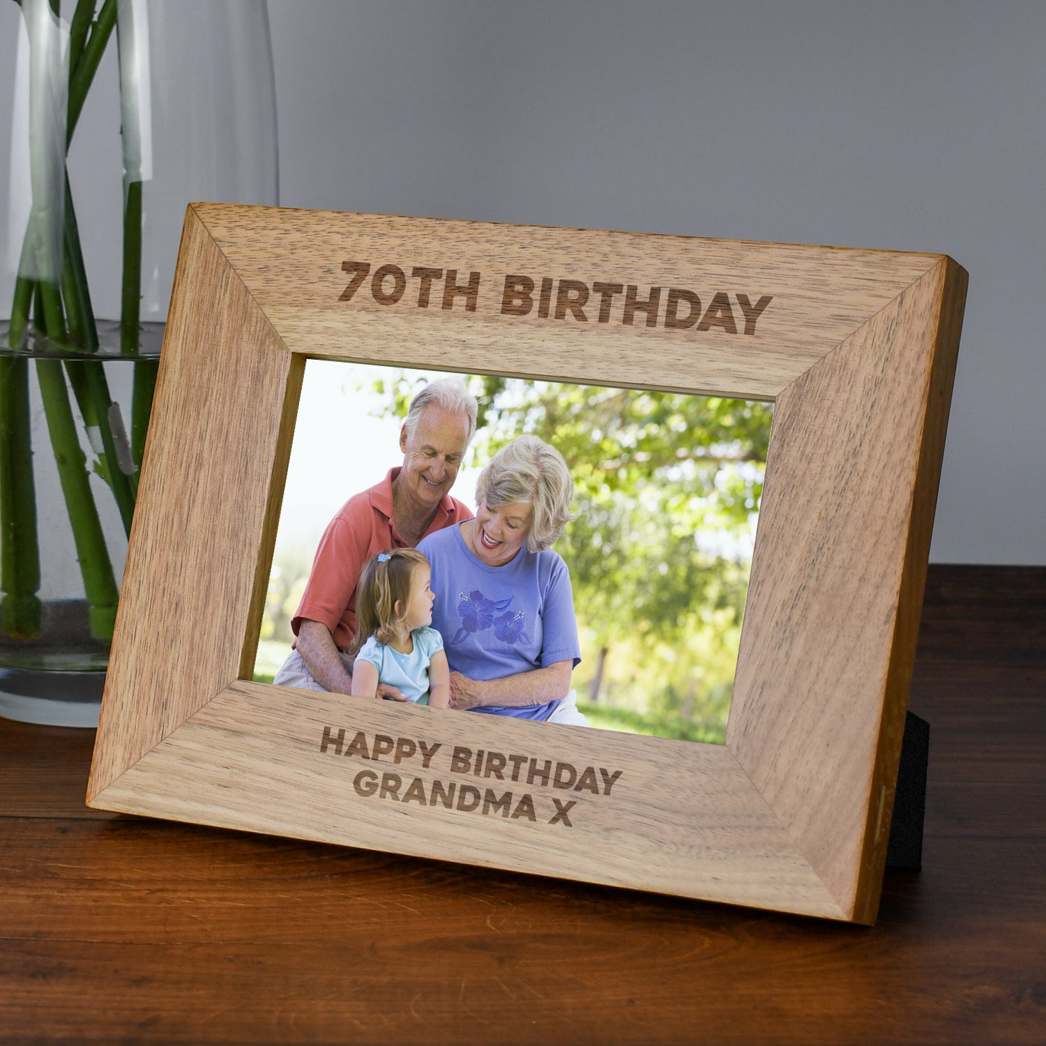 Personalised Wooden 6x4 Landscape 70th Birthday Frame - Photo Frames