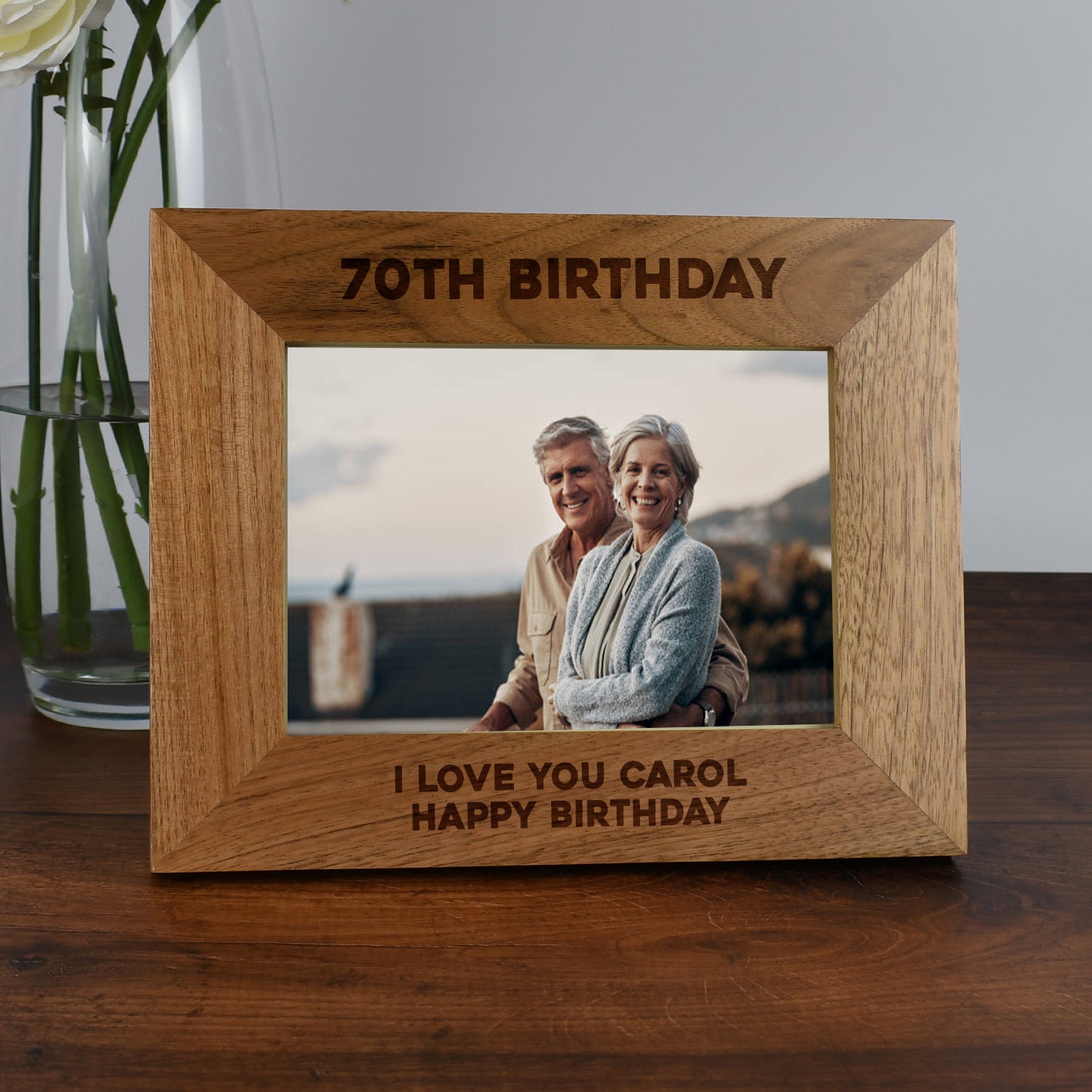 Personalised Wooden 7x5 Landscape 70th Birthday Frame - Photo Frames