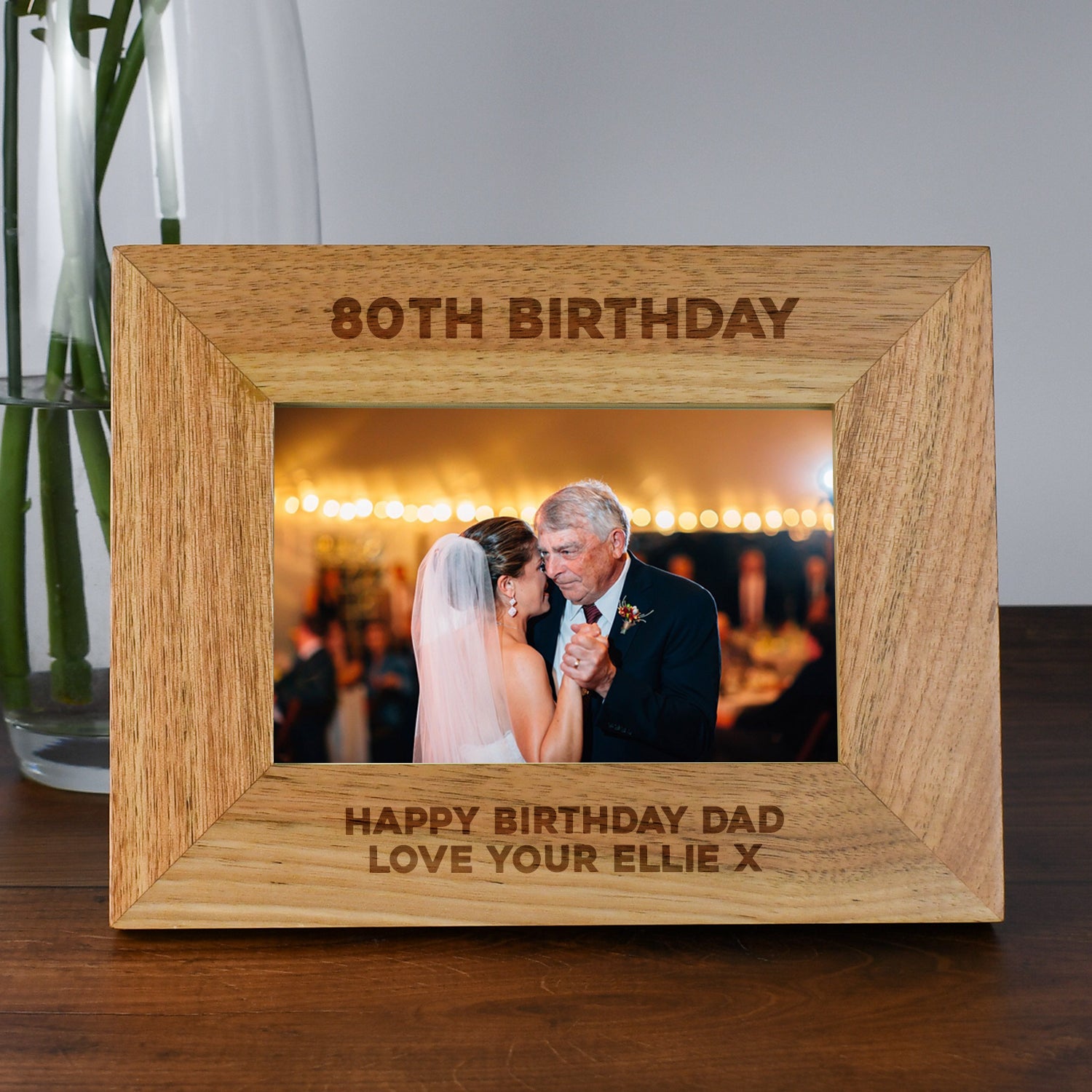 Personalised Wooden 6x4 Landscape 80th Birthday Frame - Photo Frames
