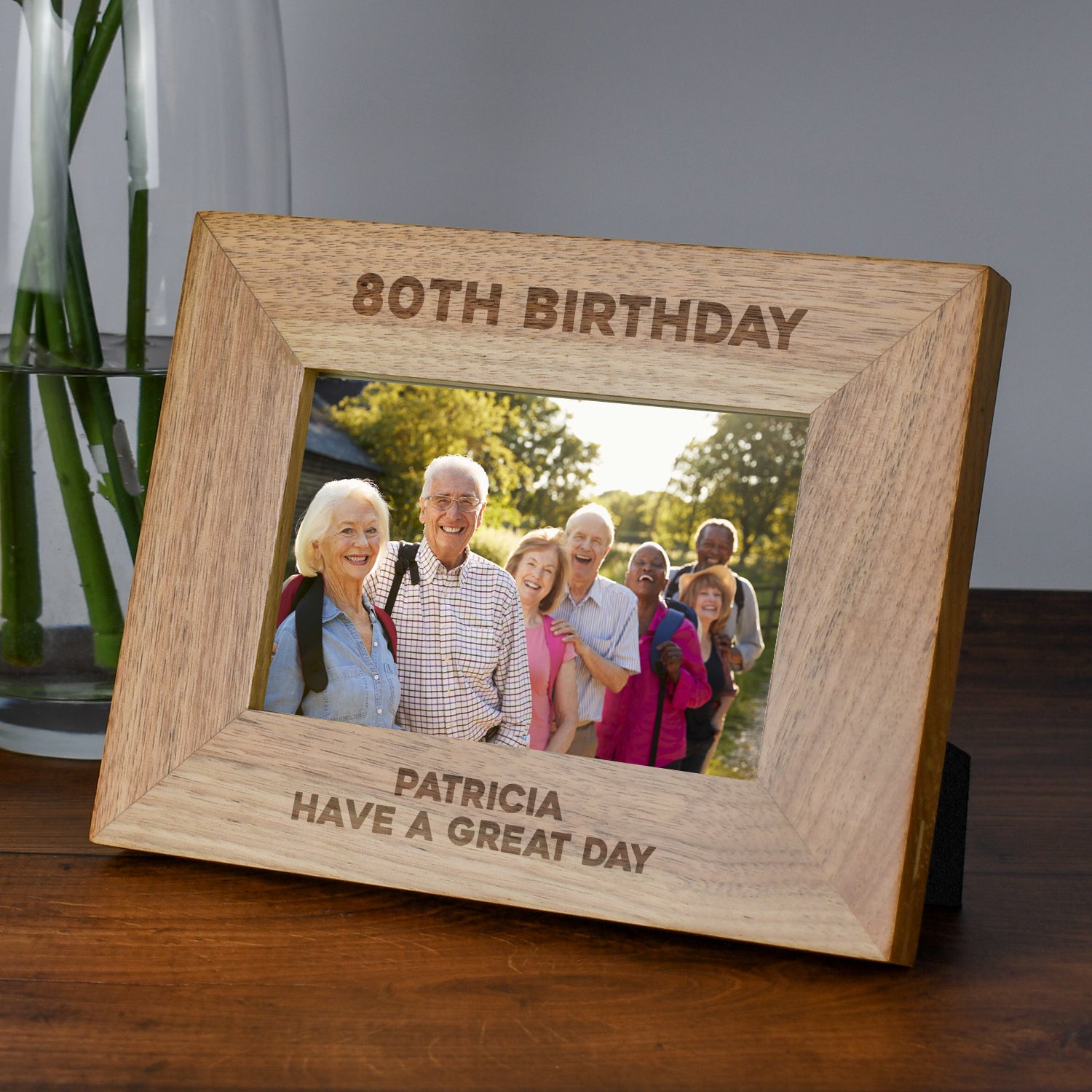 Personalised Wooden 6x4 Landscape 80th Birthday Frame - Photo Frames