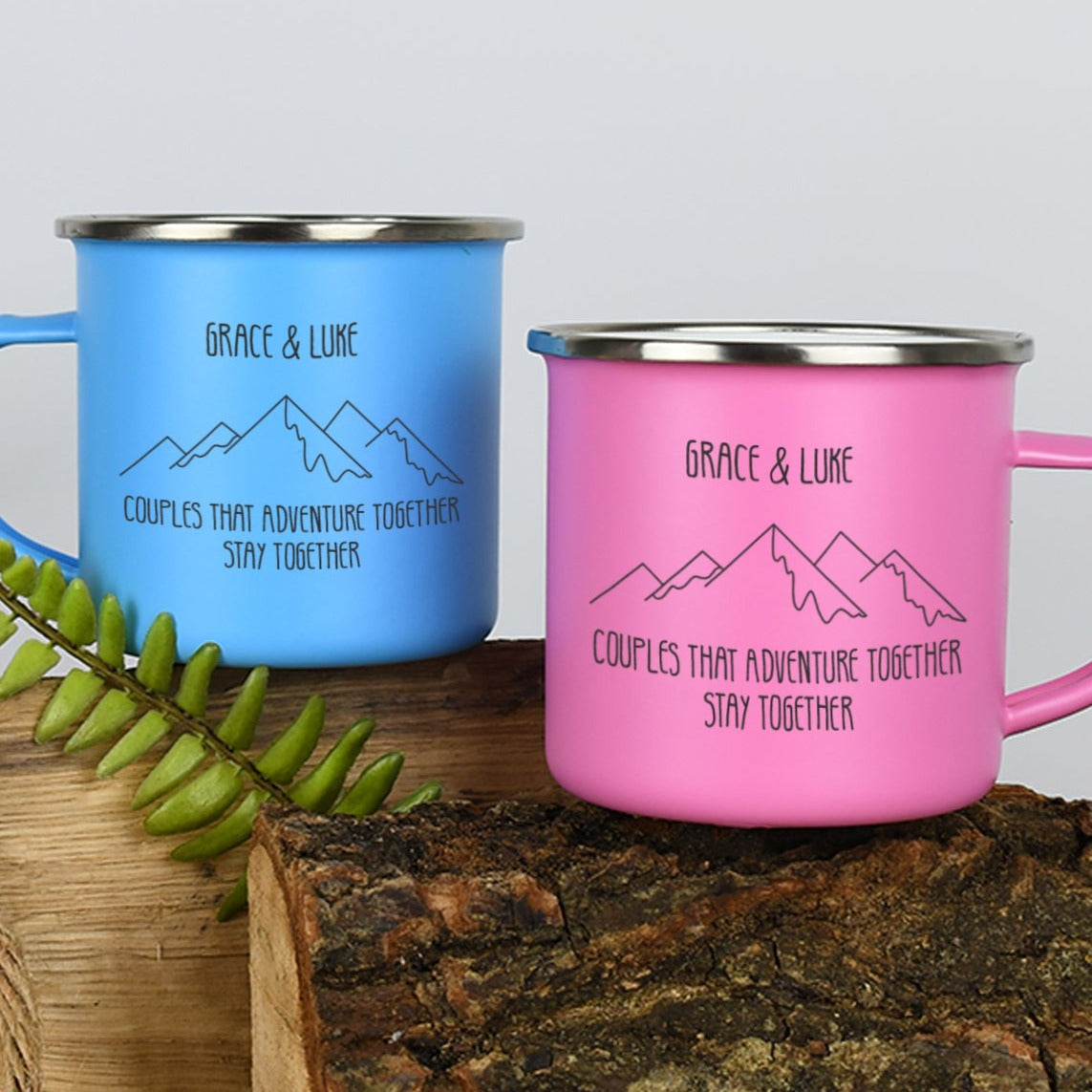 Personalised Adventure Together Enamel Camping Mug Set - Mugs