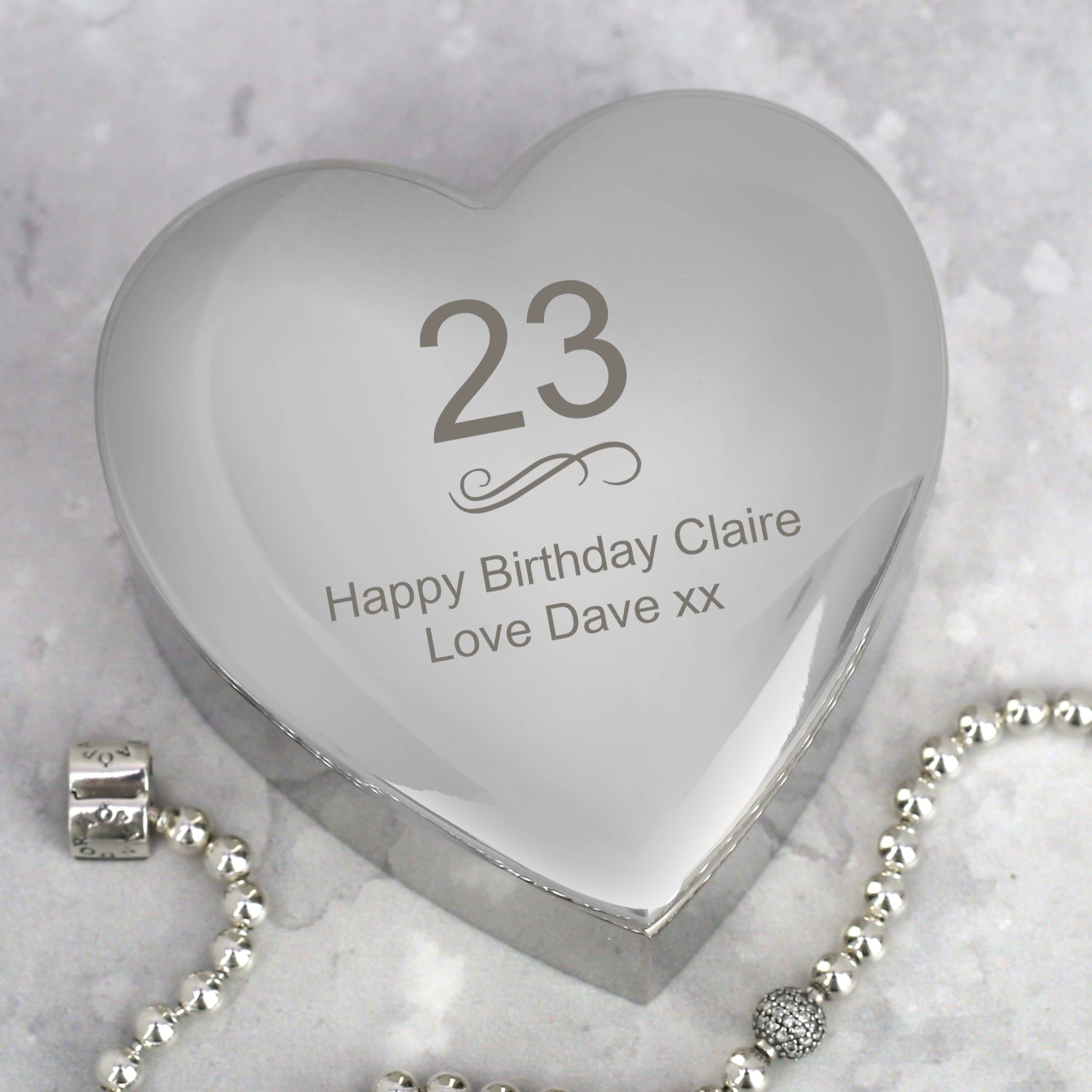 Personalised Age Birthday Heart Trinket Box - Trinket Box