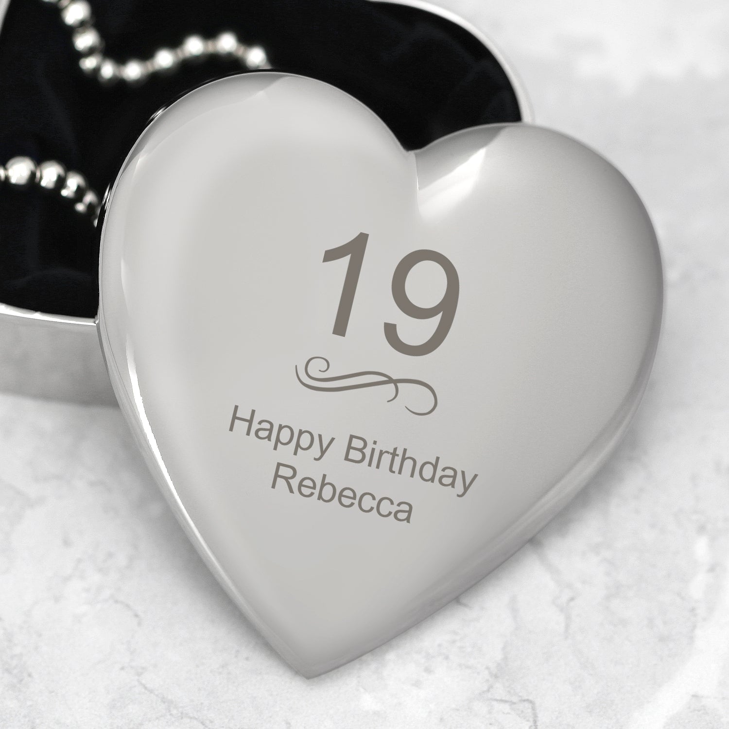 Personalised Age Birthday Heart Trinket Box - Trinket Box