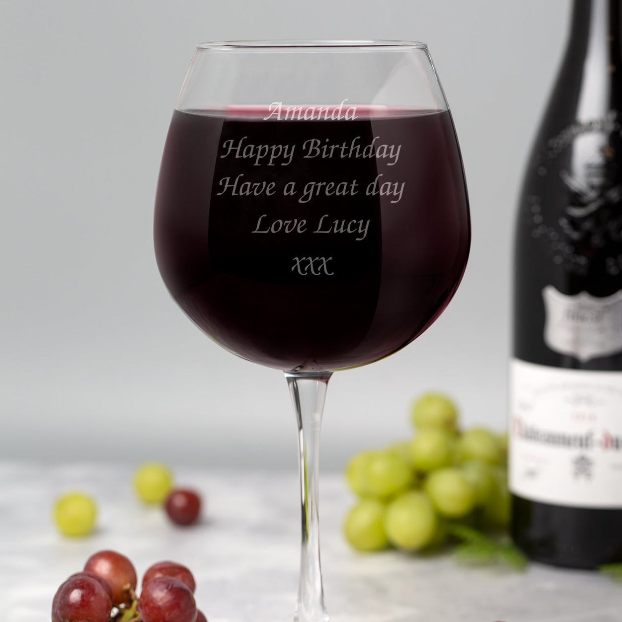 Personalised Any Message Full Bottle Of Wine Glass - Wine Glasses