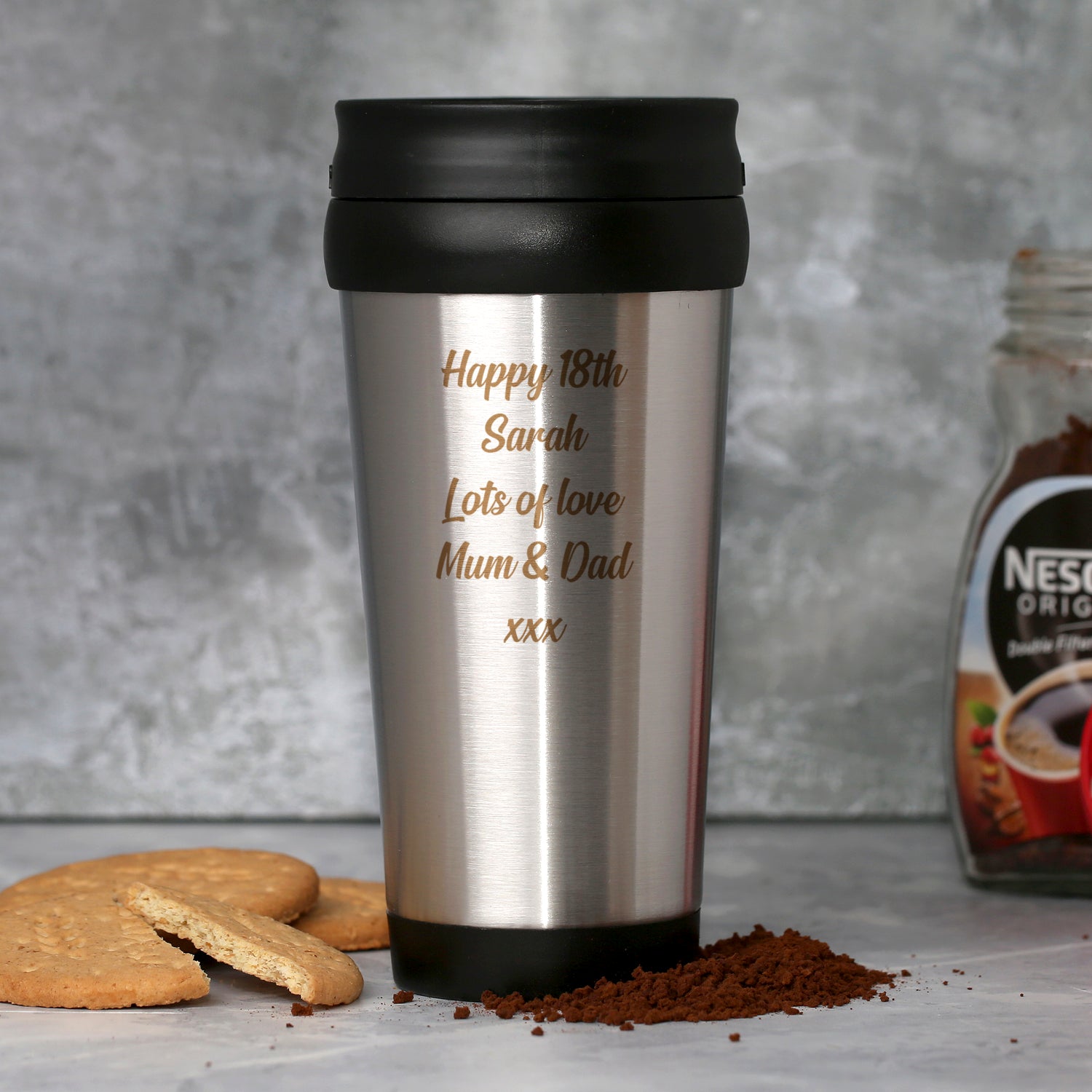 Personalised Any Message Stainless Steel Travel Tumbler - Travel Mugs