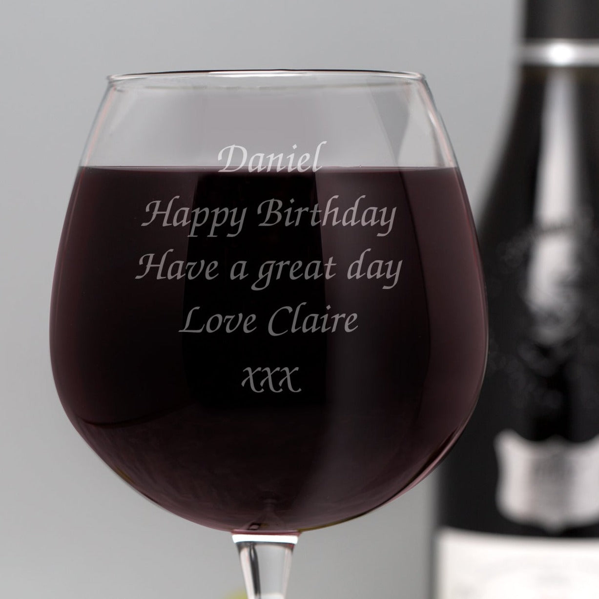 Personalised Any Message Full Bottle Of Wine Glass - Wine Glasses