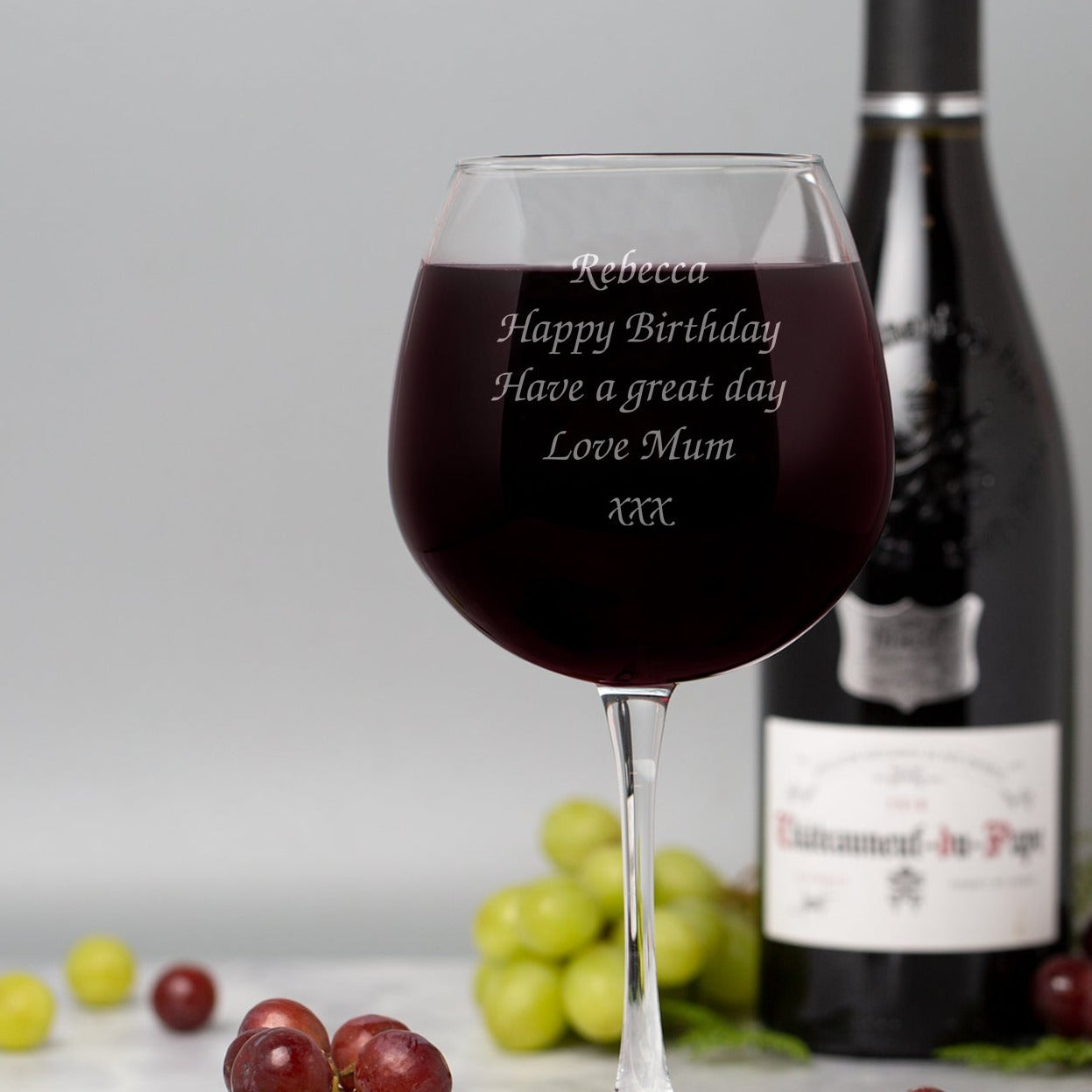 Personalised Any Message Full Bottle Of Wine Glass - Wine Glasses