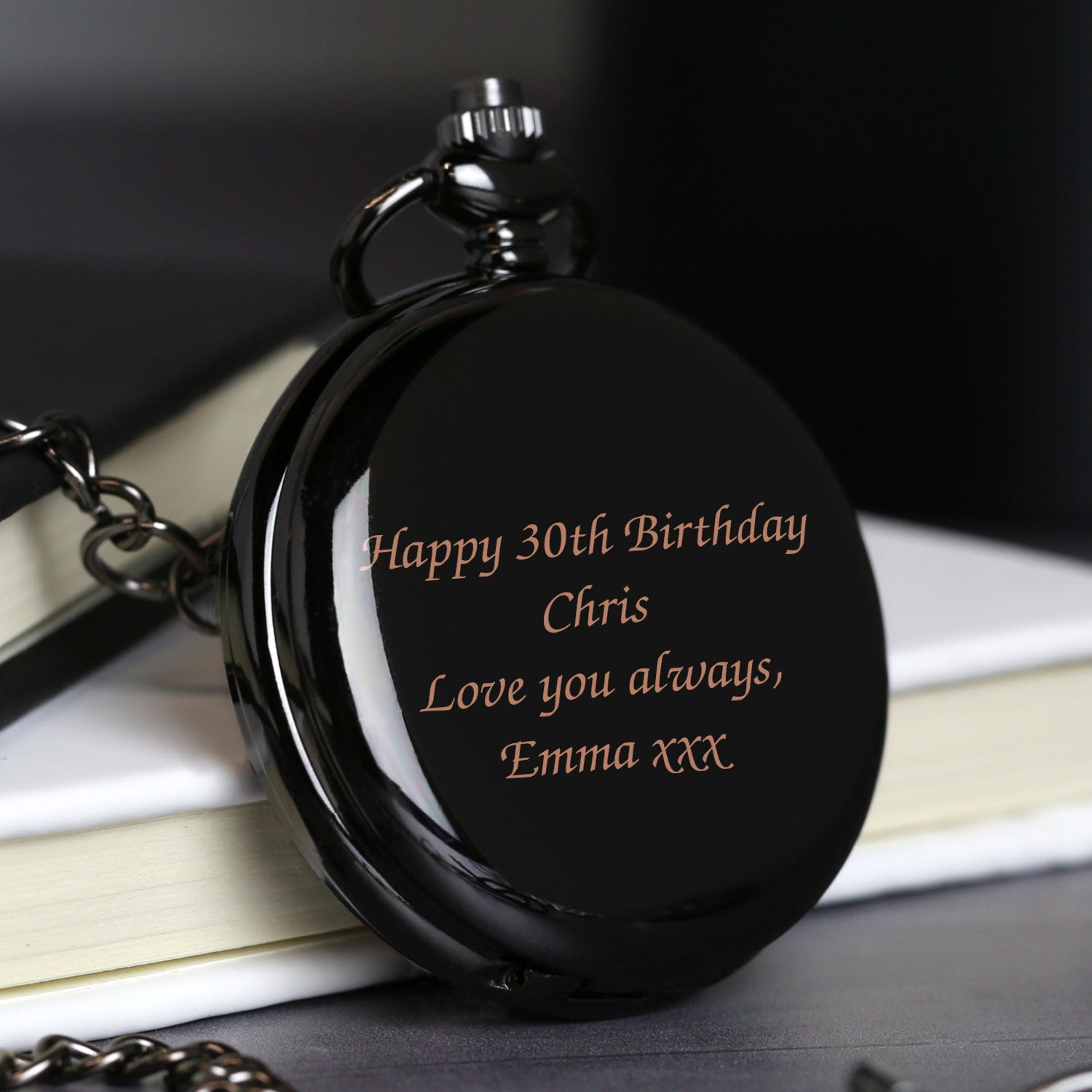 Personalised Message Black Pocket Fob Watch - Pocket Watches