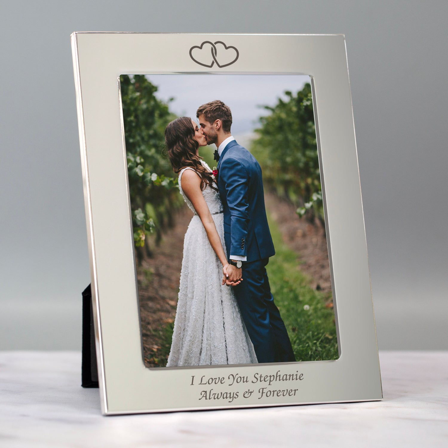 Personalised Silver 5x7 Hearts Photo Frame - Photo Frames