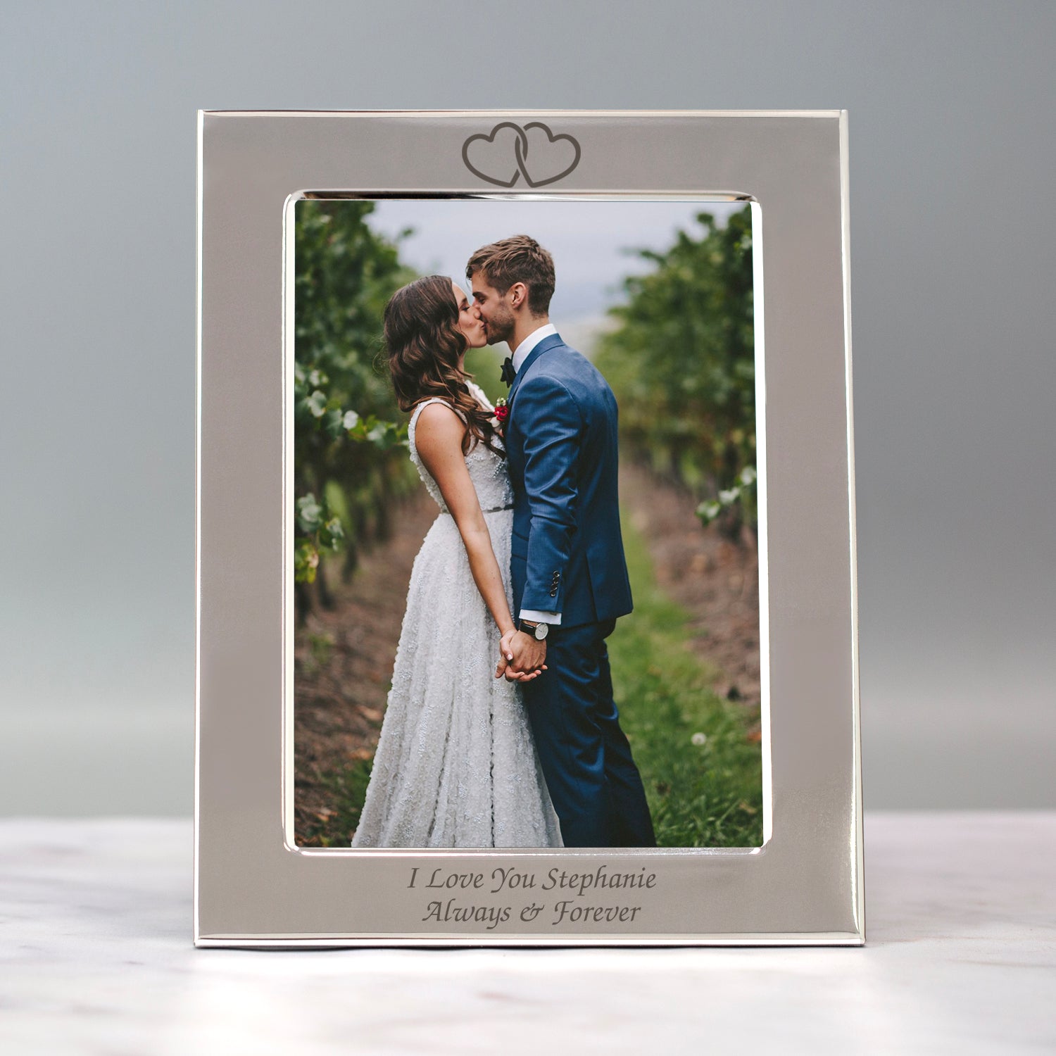 Personalised Silver 5x7 Hearts Photo Frame - Photo Frames