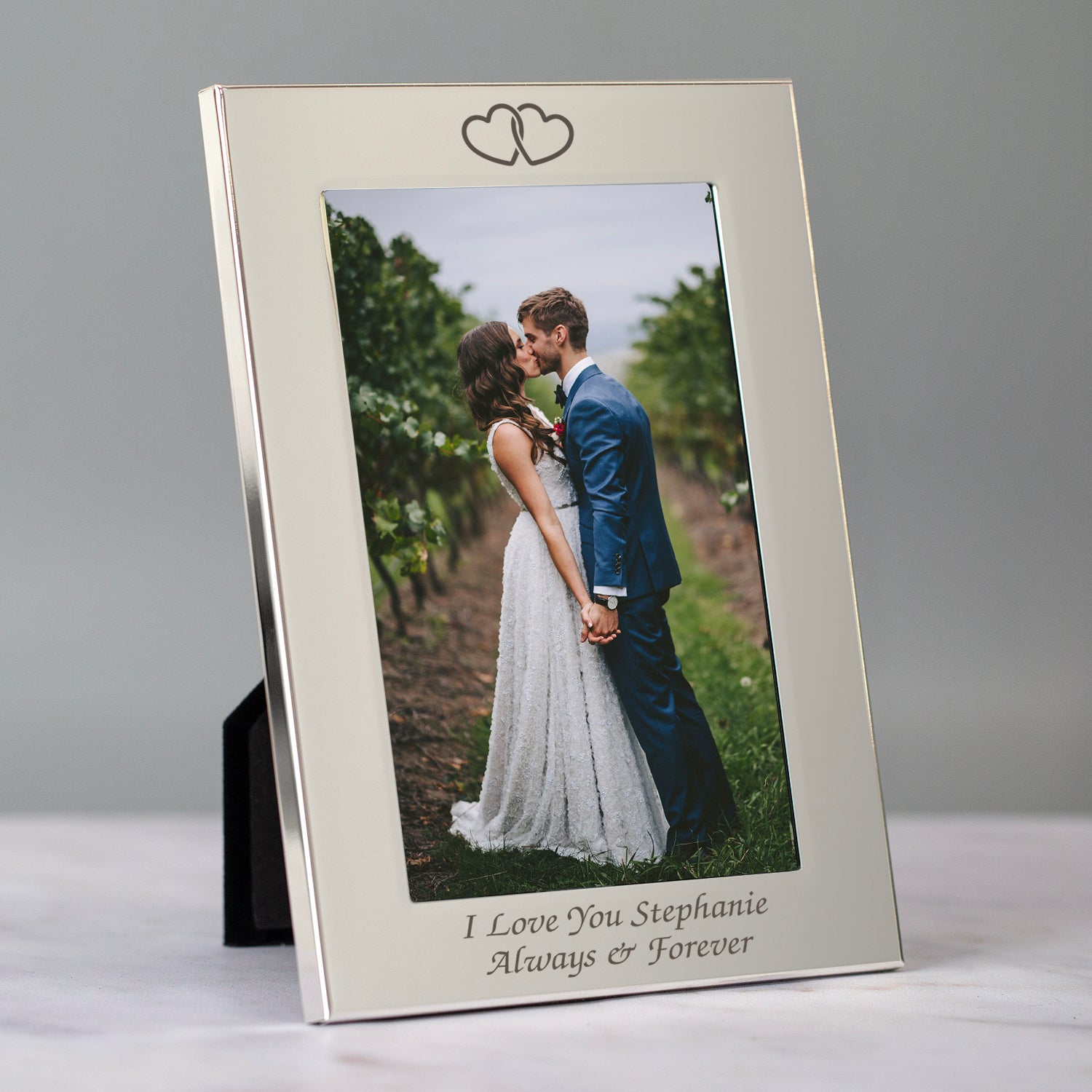 Personalised Silver 4x6 Hearts Photo Frame - Photo Frames