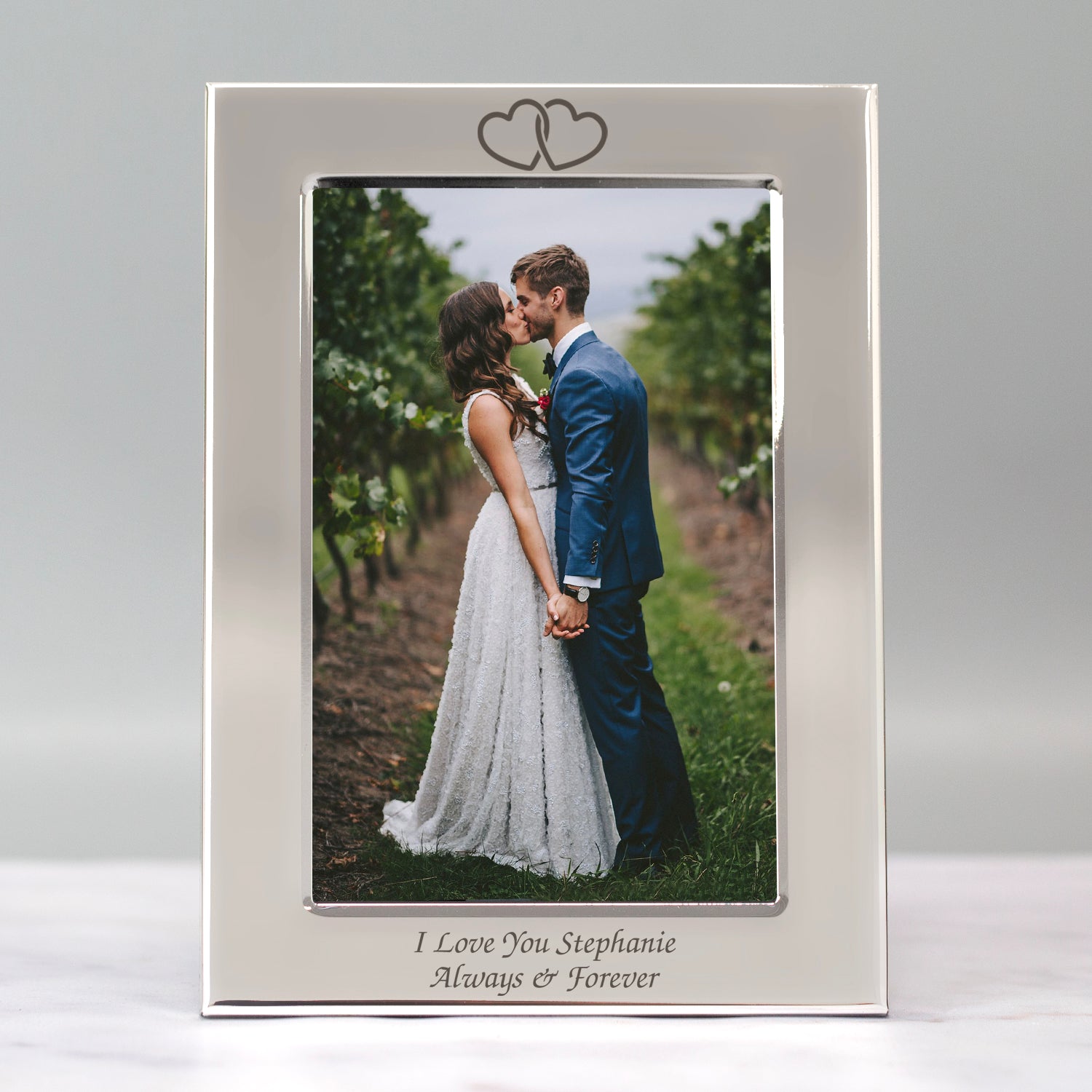 Personalised Silver 4x6 Hearts Photo Frame - Photo Frames