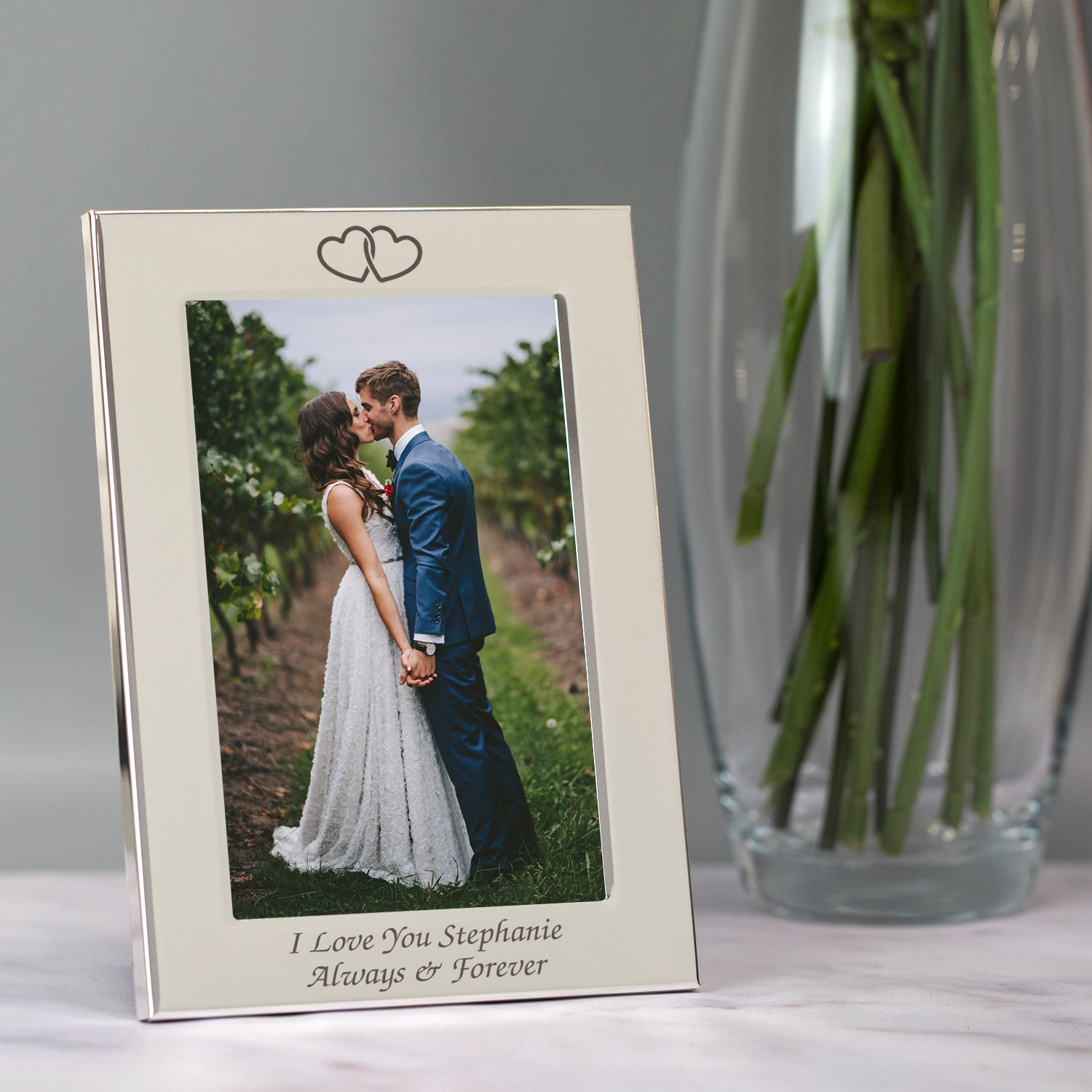 Personalised Silver 4x6 Hearts Photo Frame - Photo Frames