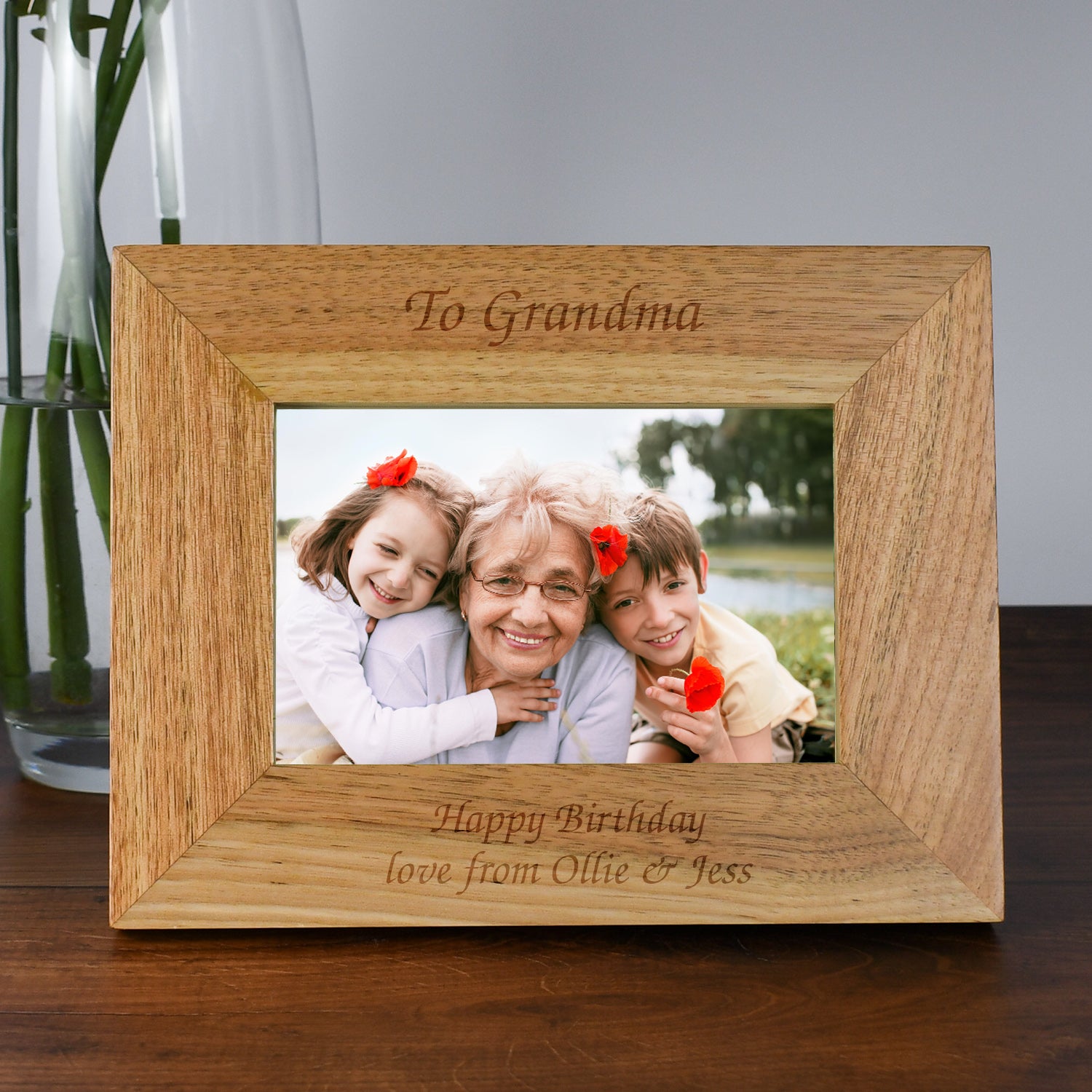 Personalised Wooden 6x4 Landscape Any Message Frame - Photo Frames