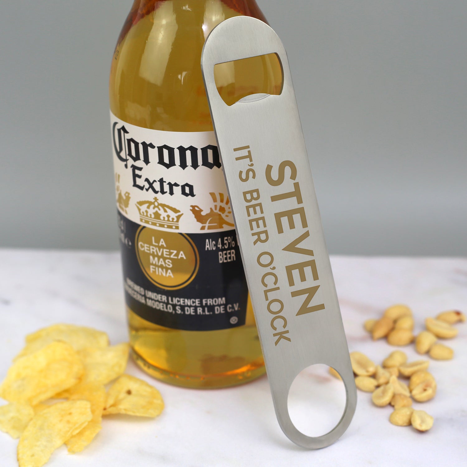 Personalised Beer O’Clock Silver Bar Blade Bottle Opener - Bar Blades