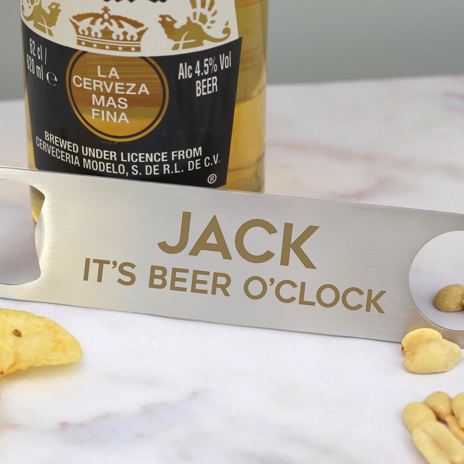 Personalised Beer O’Clock Silver Bar Blade Bottle Opener - Bar Blades
