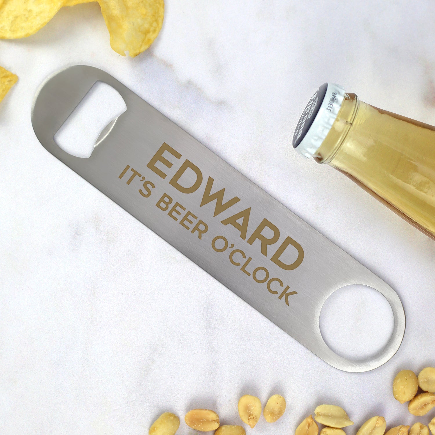 Personalised Beer O’Clock Silver Bar Blade Bottle Opener - Bar Blades