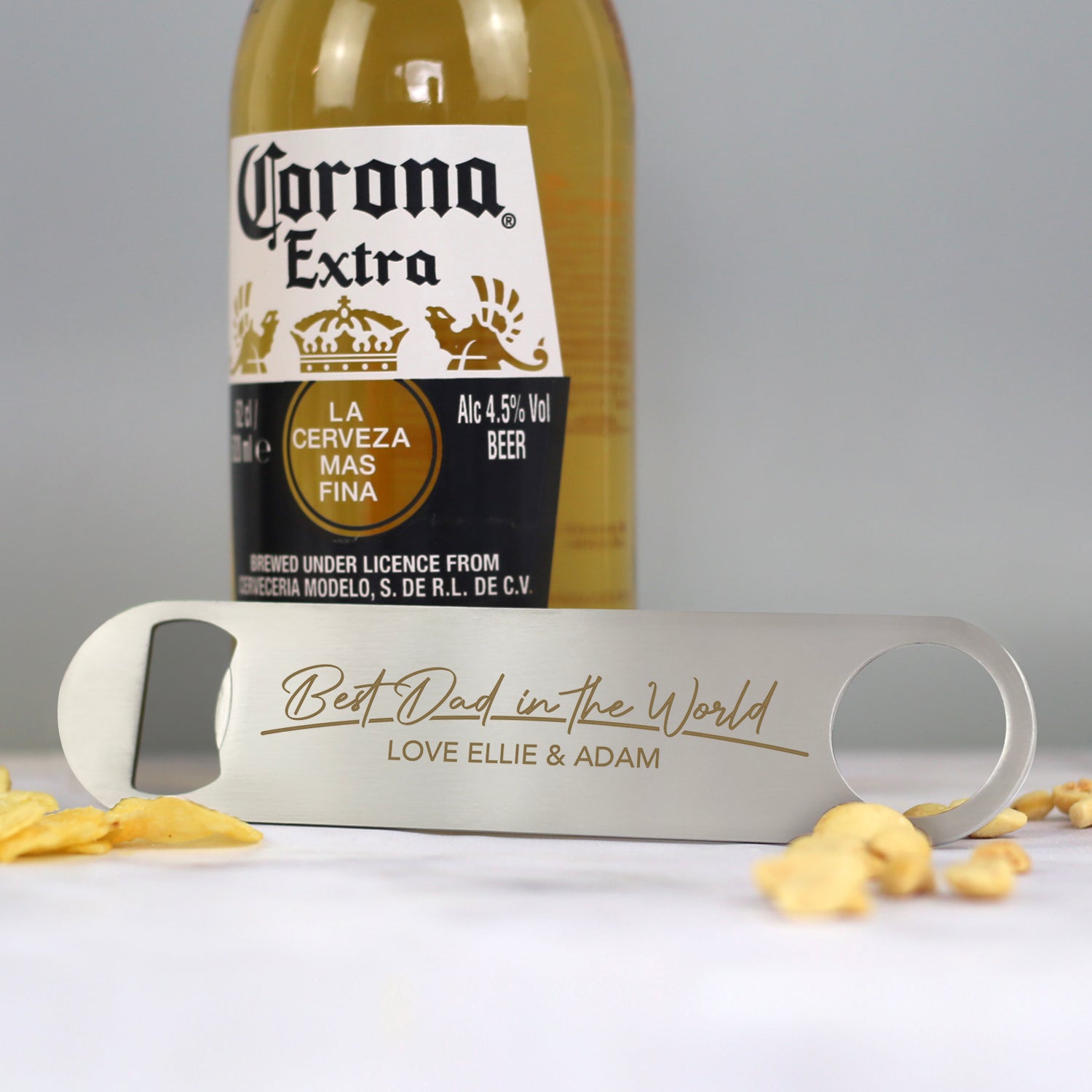 Personalised Best Dad In The World Silver Bar Blade Bottle Opener - Bar Blades