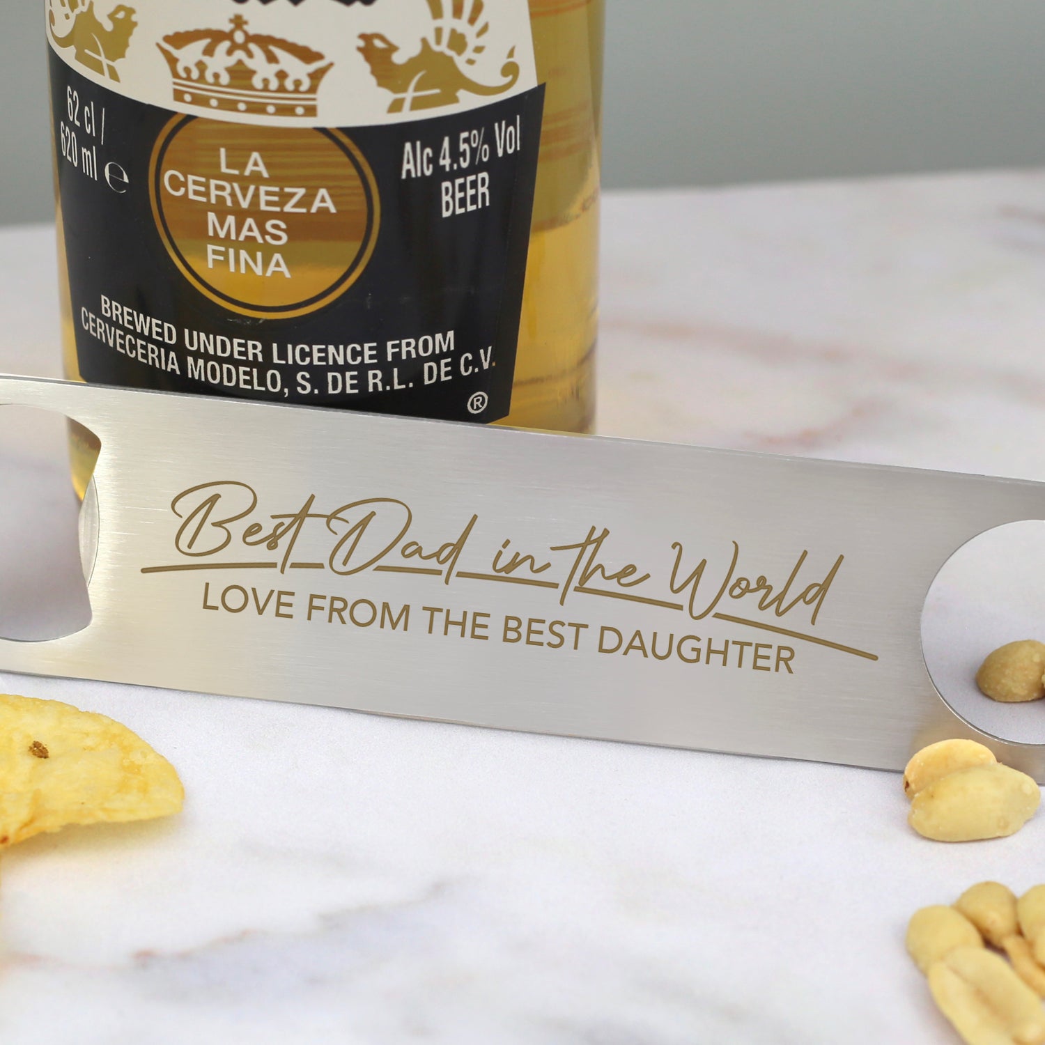 Personalised Best Dad In The World Silver Bar Blade Bottle Opener - Bar Blades