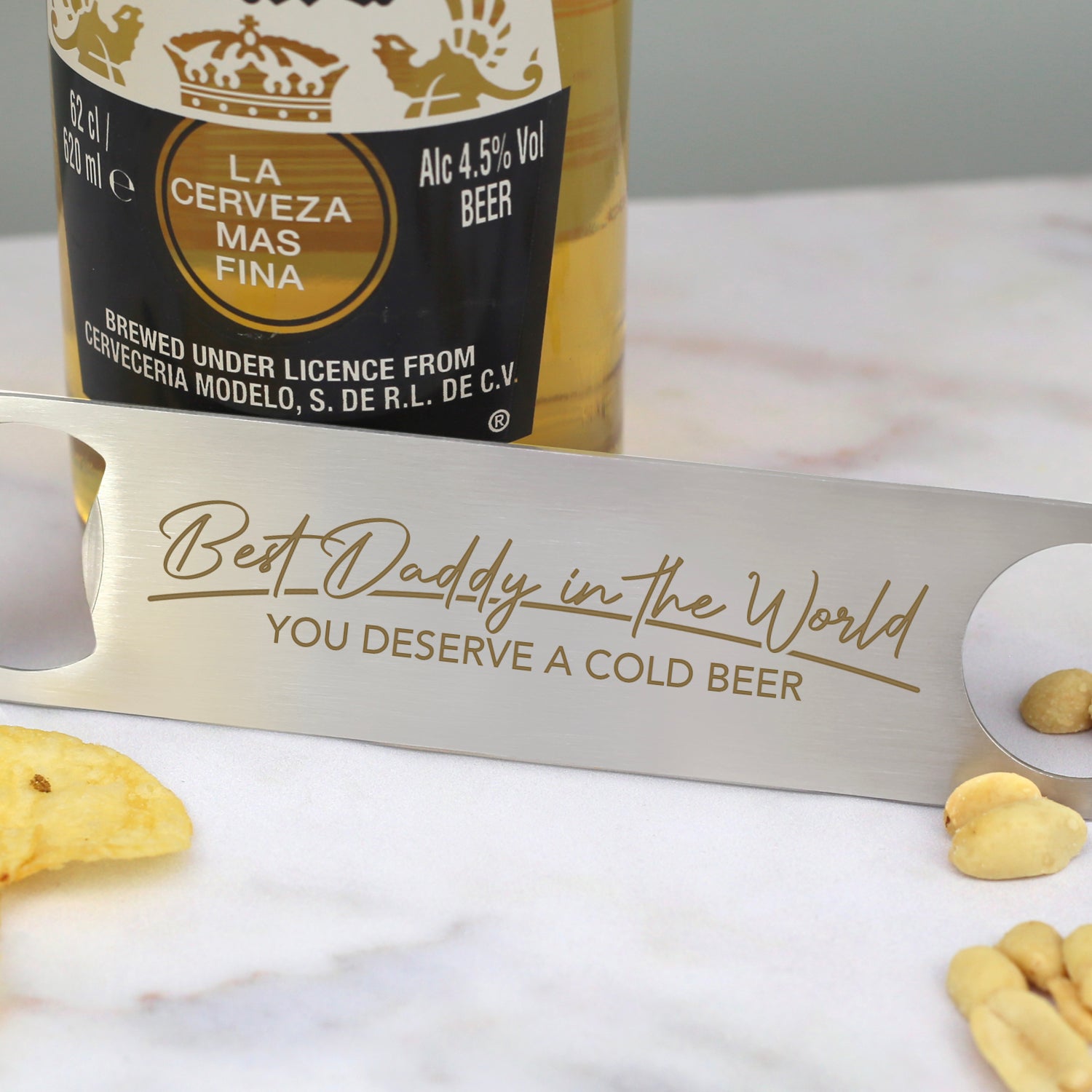 Personalised Best Daddy In The World Silver Bar Blade Bottle Opener - Bar Blades