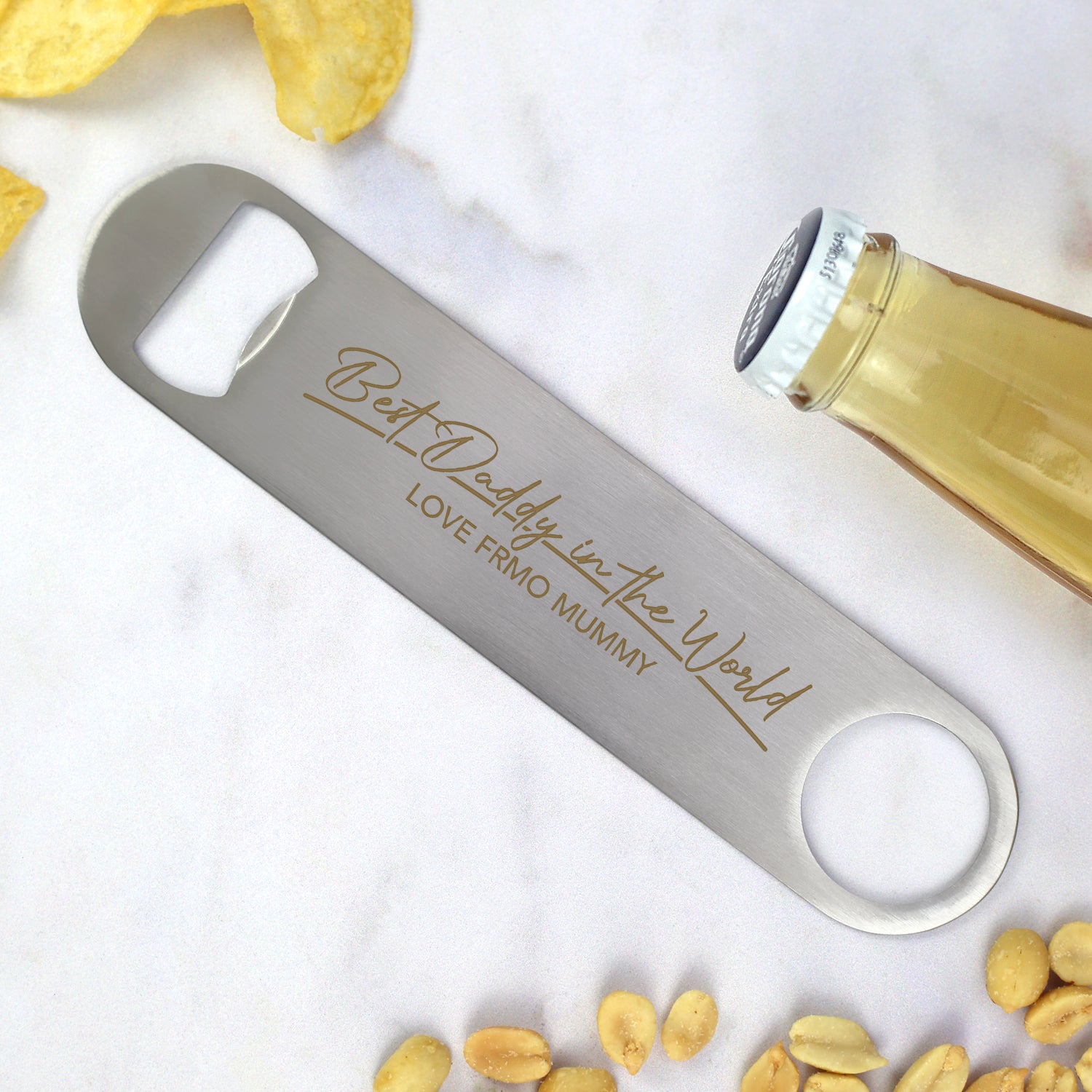 Personalised Best Daddy In The World Silver Bar Blade Bottle Opener - Bar Blades