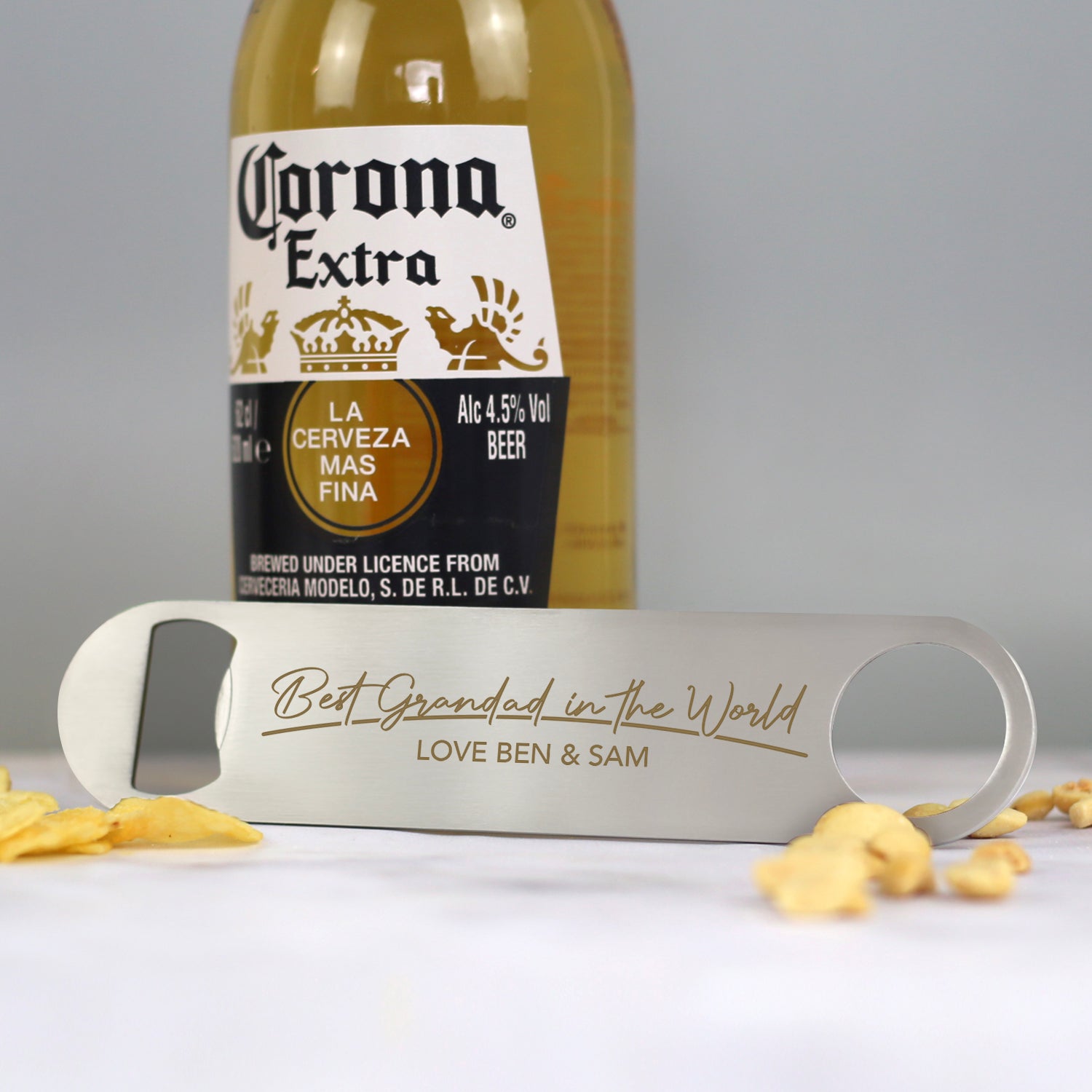 Personalised Best Grandad In The World Silver Bar Blade Bottle Opener - Bar Blades
