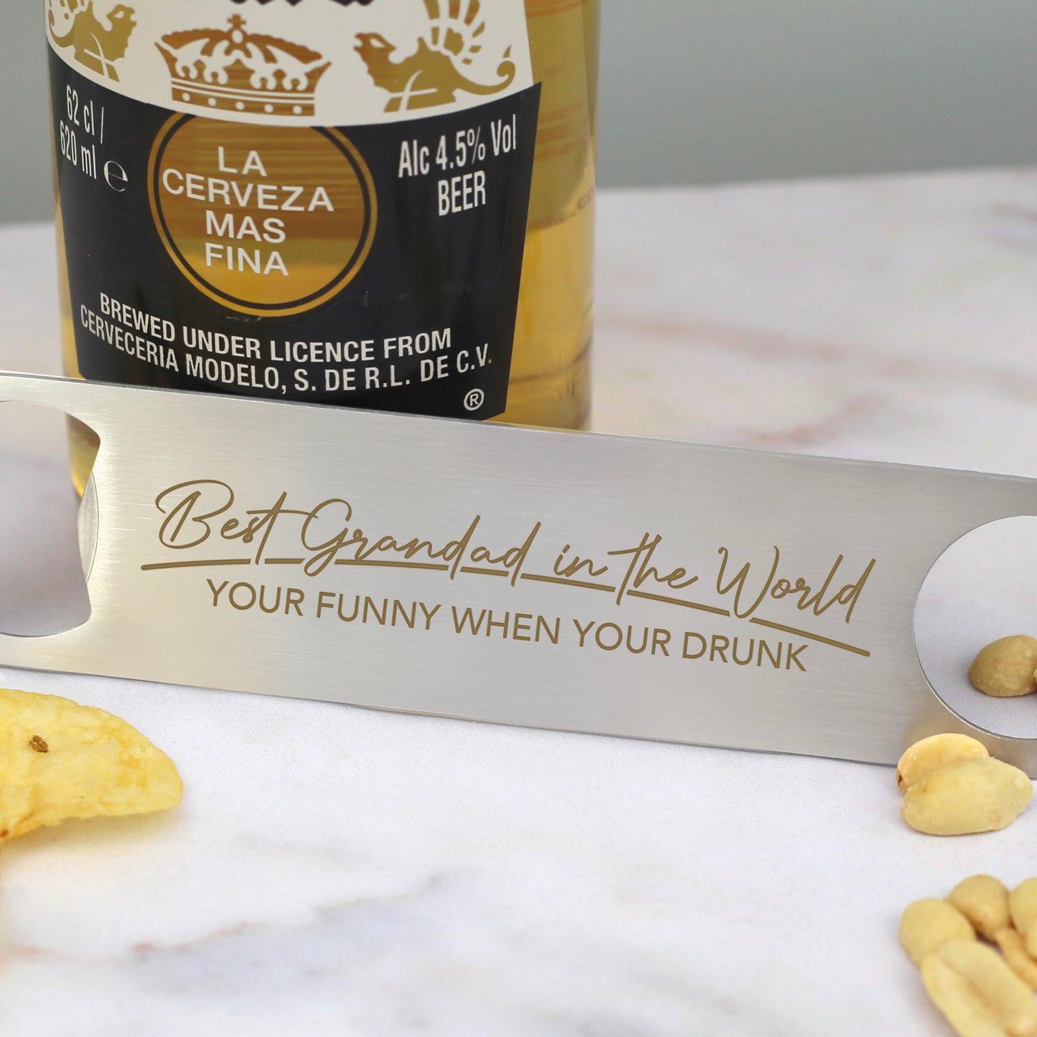 Personalised Best Grandad In The World Silver Bar Blade Bottle Opener - Bar Blades