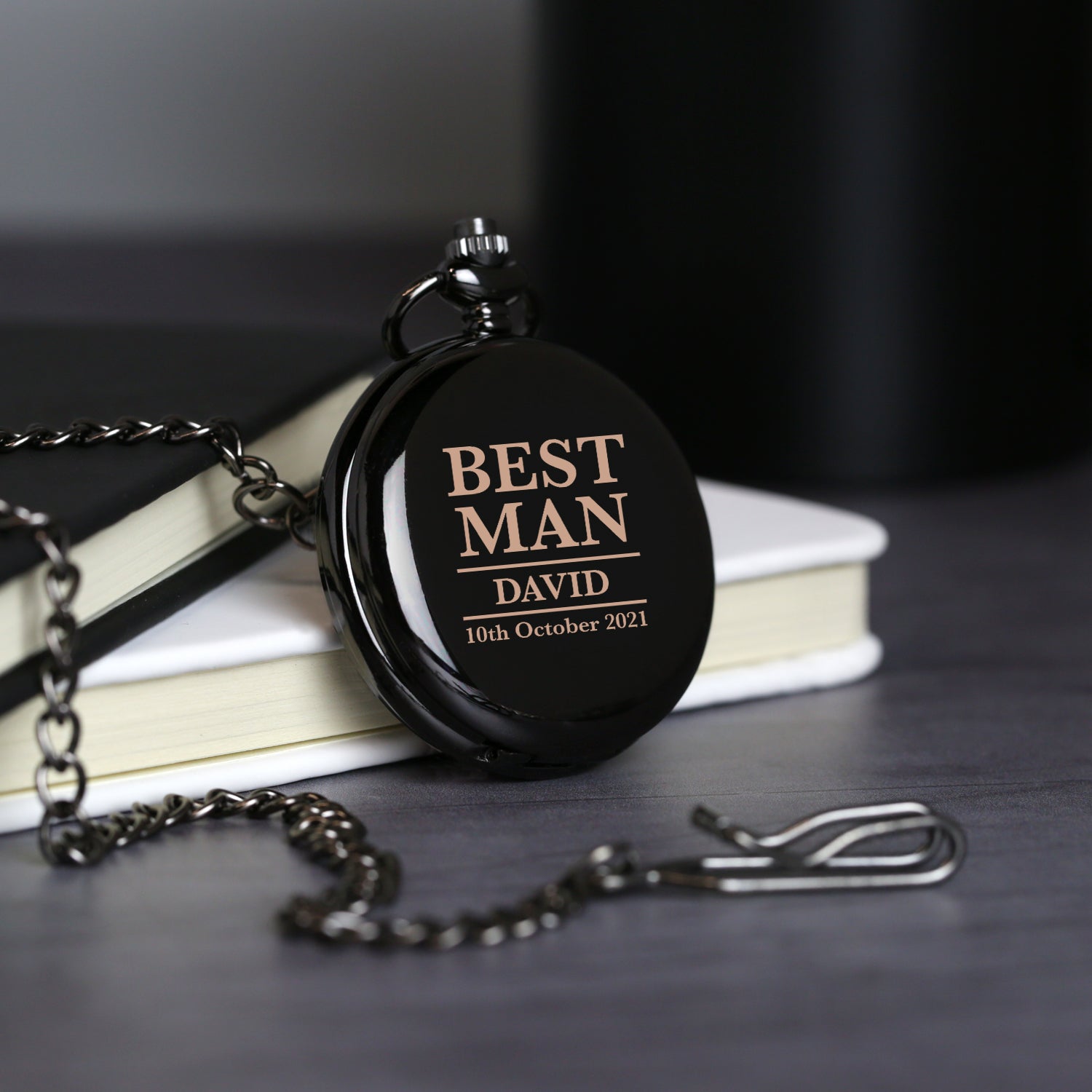 Personalised Best Man Black Pocket Fob Watch - Pocket Watches