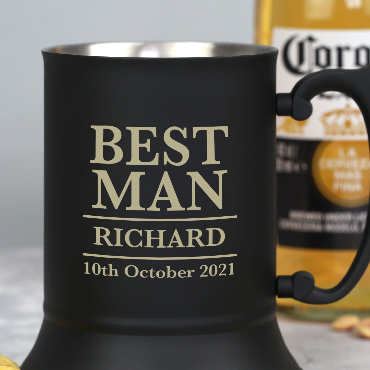 Personalised Best Man Matt Black Stainless Steel Tankard - Stainless Steel Tankards
