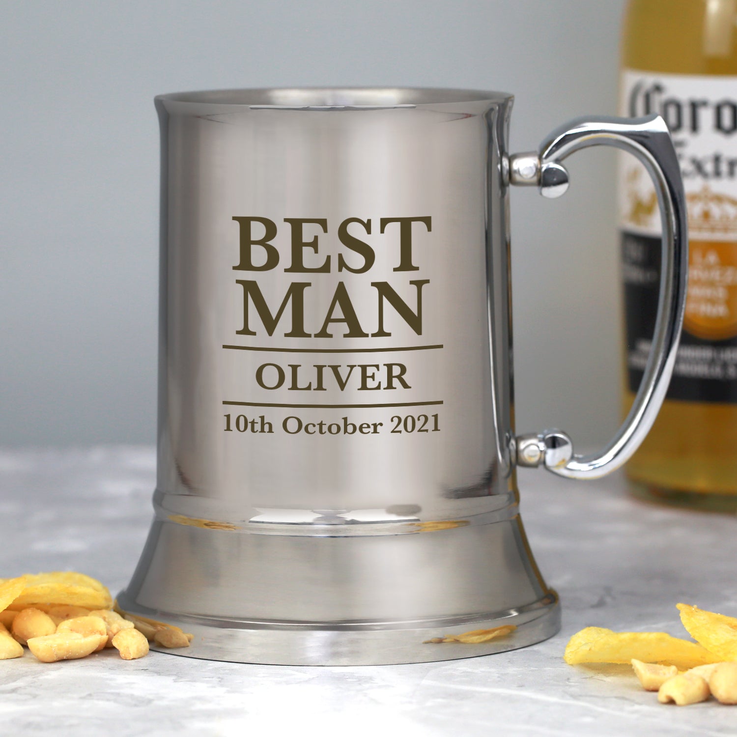 Personalised Best Man Silver Stainless Steel Tankard - Stainless Steel Tankards