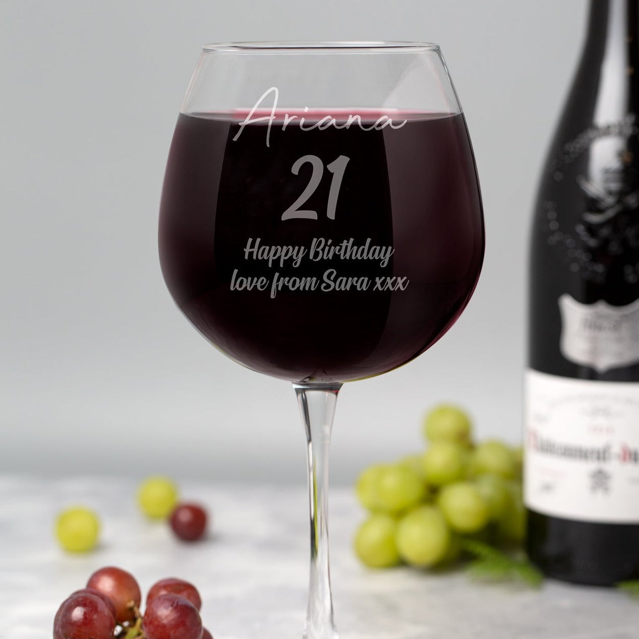 Personalised Birthday Bottle Of Wine Glass - Wine Glasses