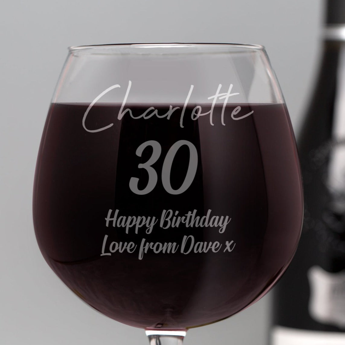 Personalised Birthday Bottle Of Wine Glass - Wine Glasses