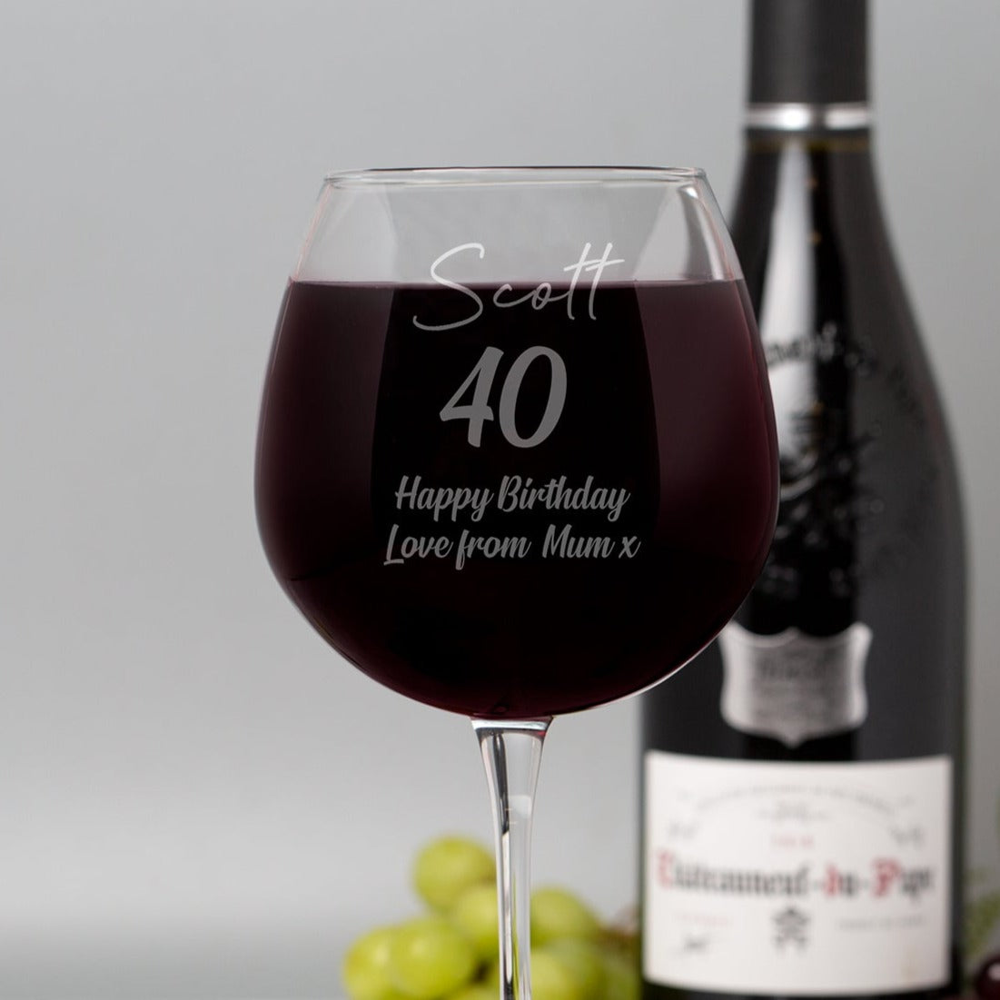 Personalised Birthday Bottle Of Wine Glass - Wine Glasses