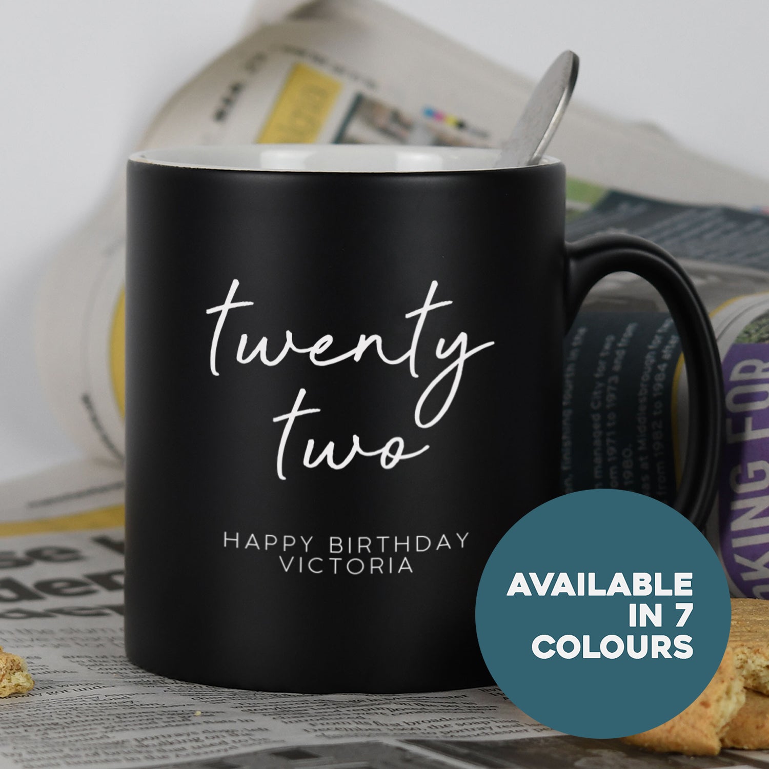 Personalised Birthday Script Mug - Black - Mugs