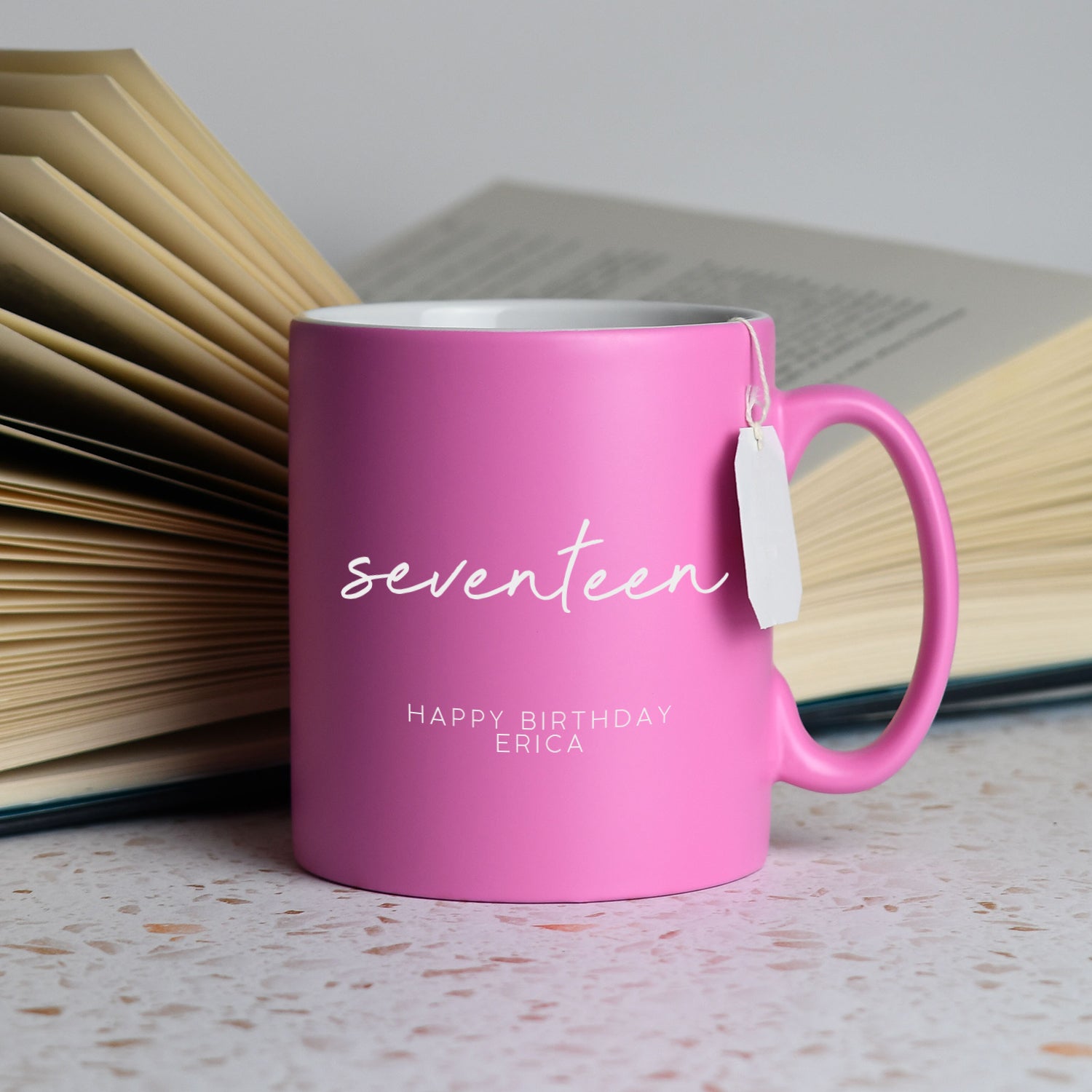 Personalised Birthday Script Mug - Pink - Mugs