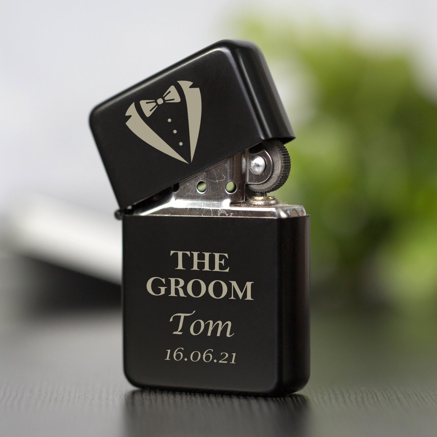 Personalised The Groom Black Wedding Lighter & Gift Box - Lighters