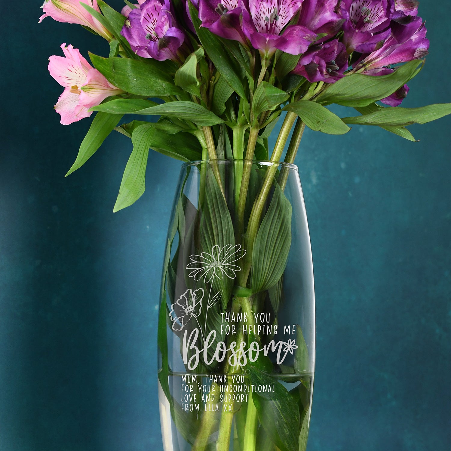 Personalised Helping Me Blossom Glass Bullet Vase - Bullet Vase