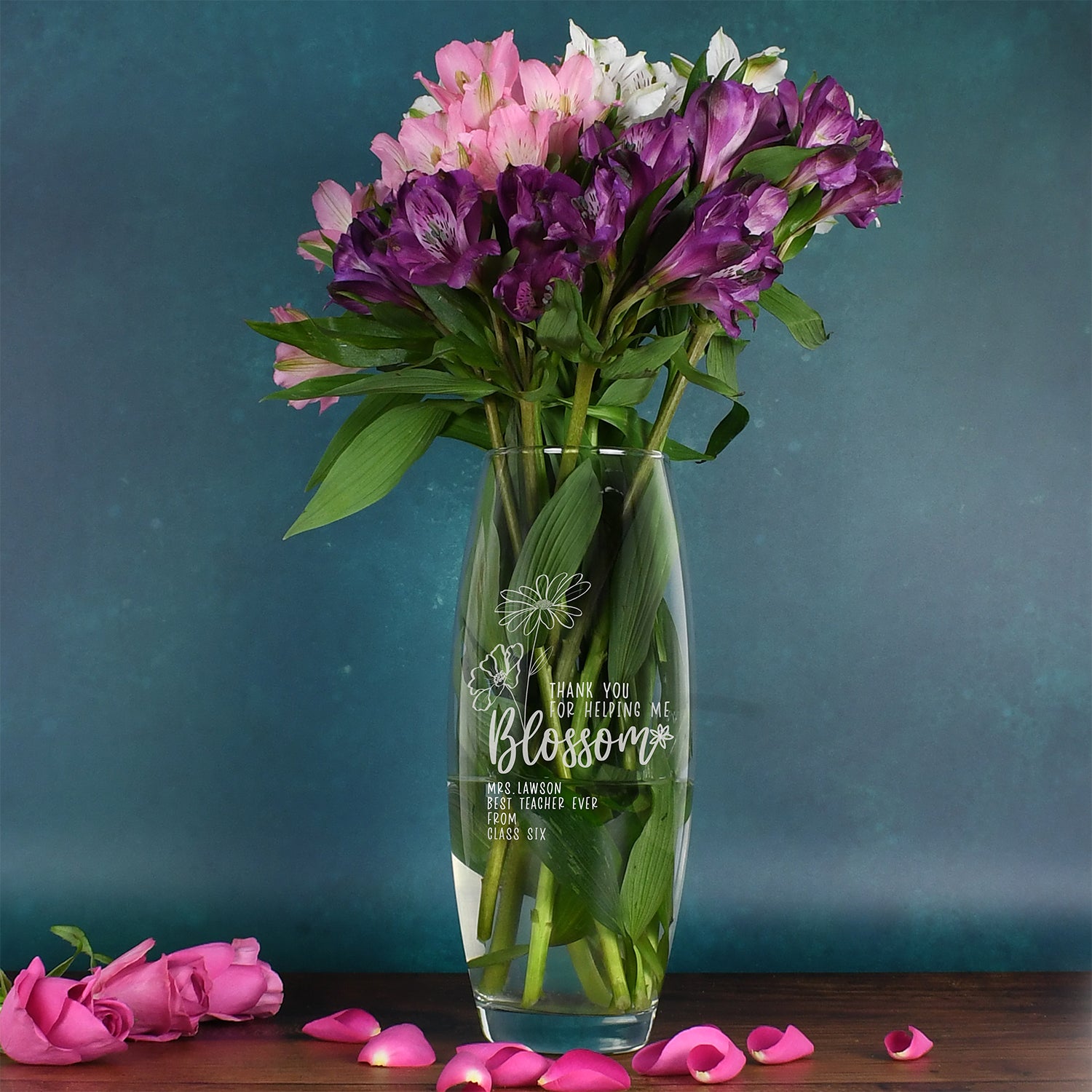Personalised Helping Me Blossom Glass Bullet Vase - Bullet Vase