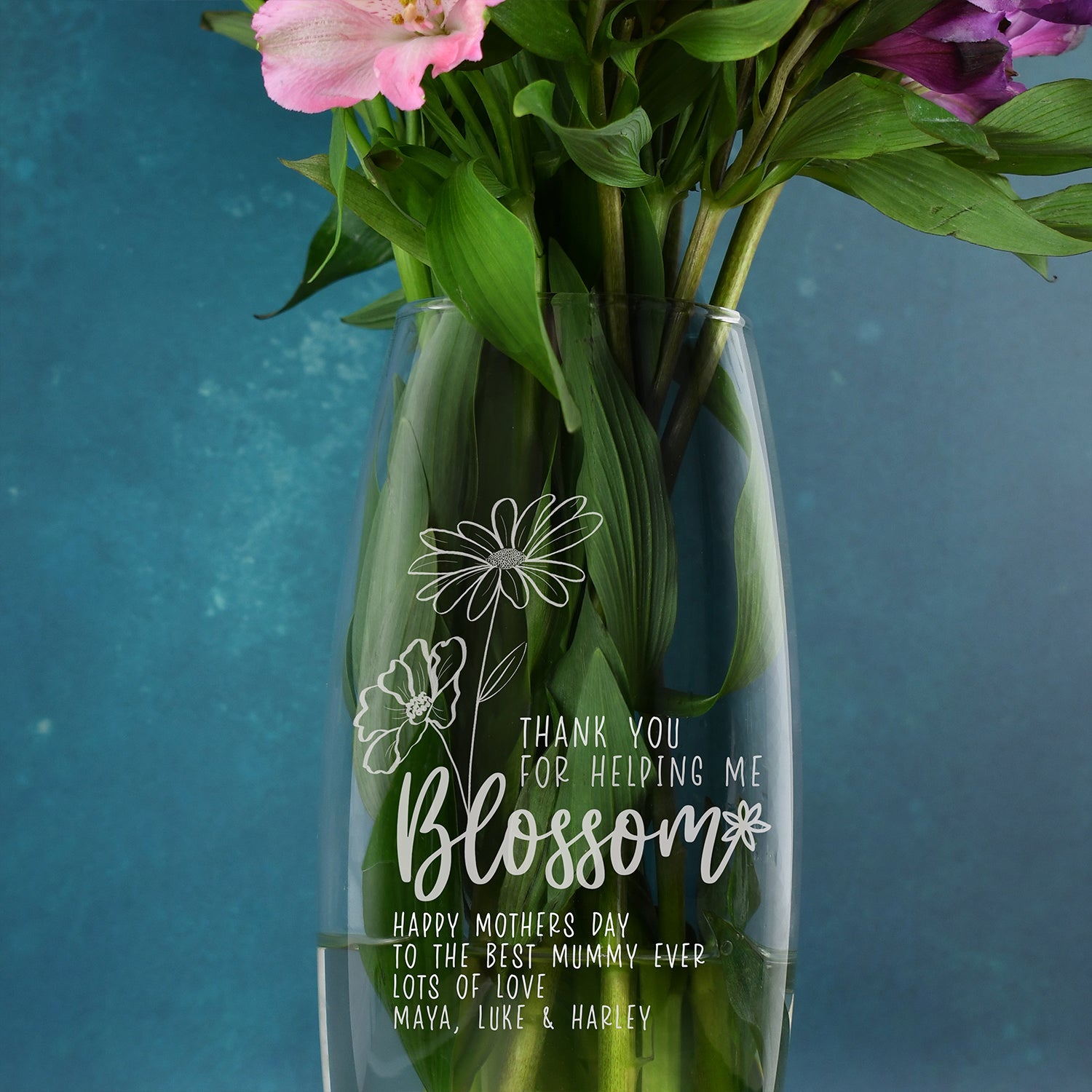 Personalised Helping Me Blossom Glass Bullet Vase - Bullet Vase