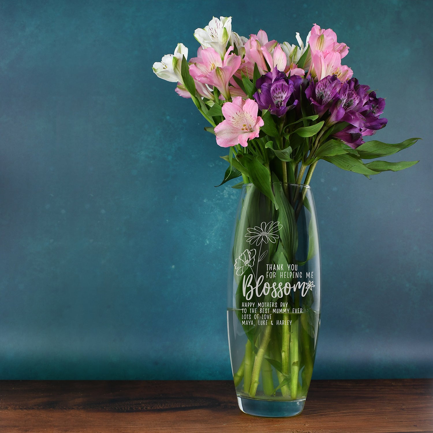 Personalised Helping Me Blossom Glass Bullet Vase - Bullet Vase