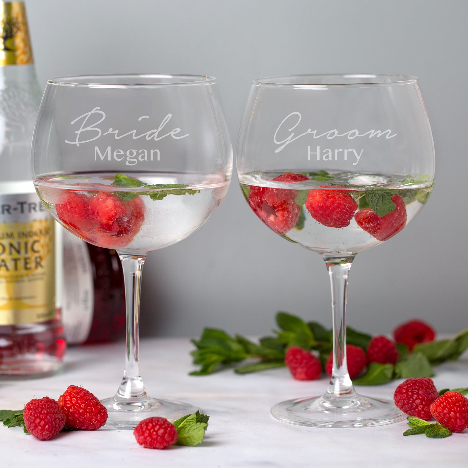 Personalised Bride and Groom Balloon Gin Glass Set - Balloon Glass