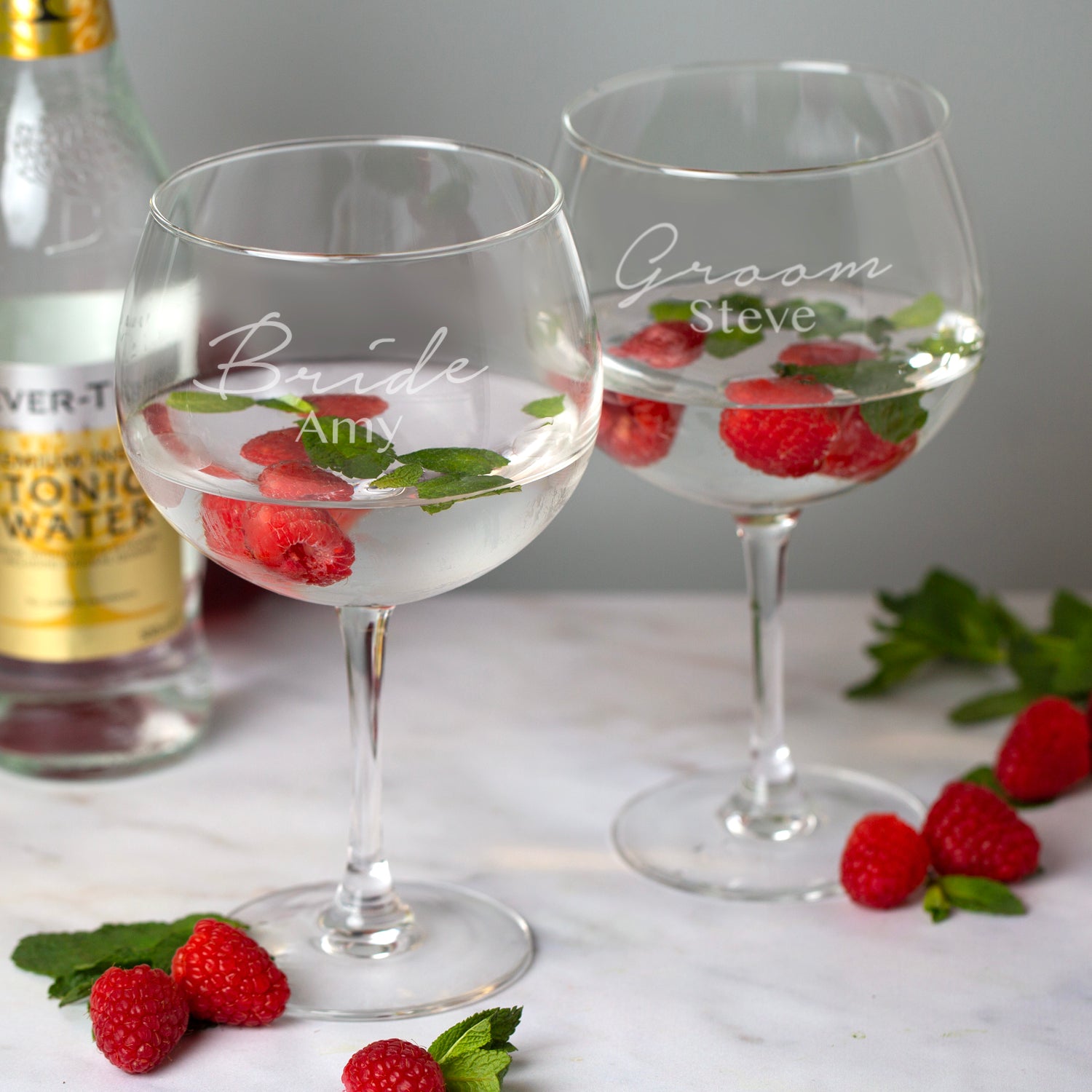 Personalised Bride and Groom Balloon Gin Glass Set - Balloon Glass
