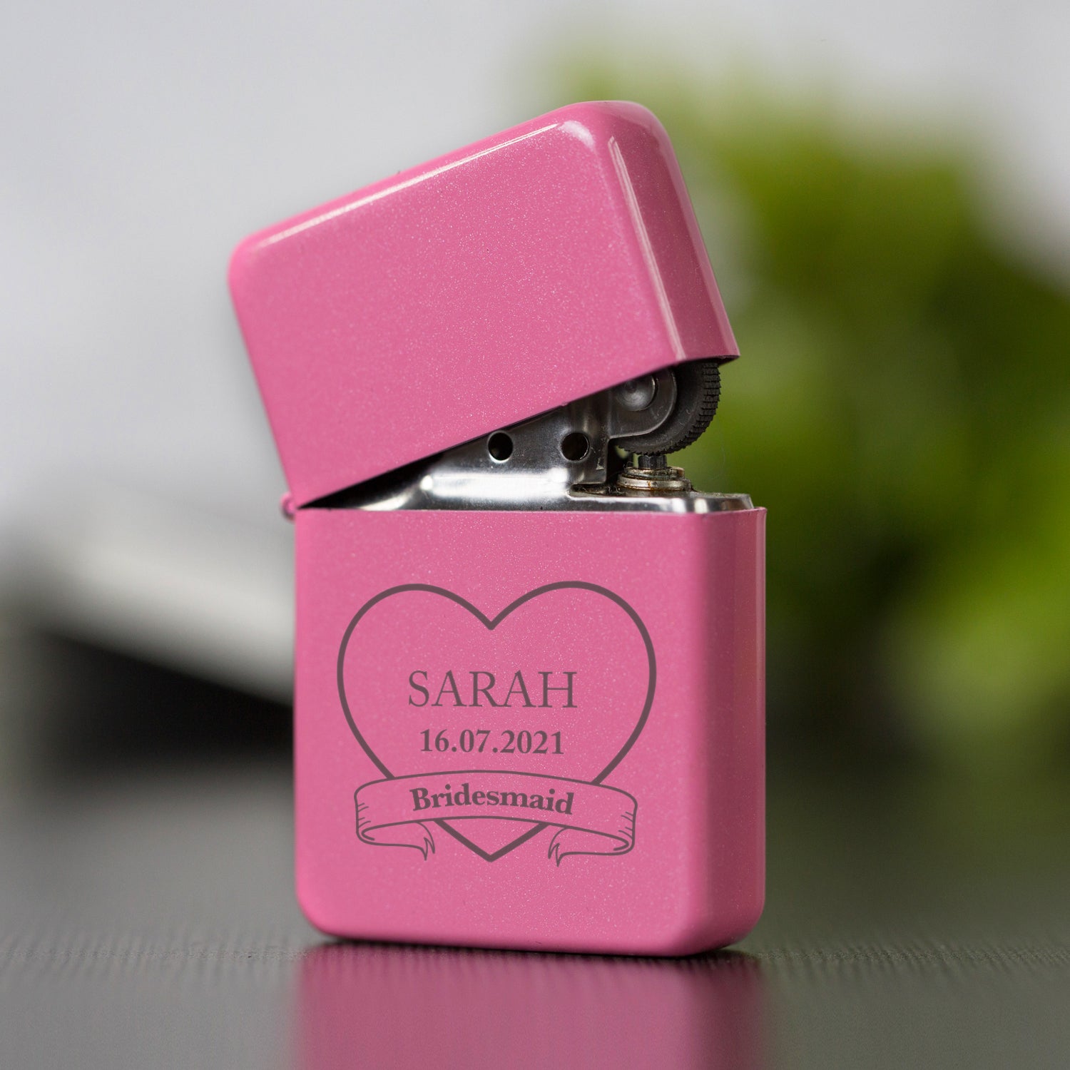 Personalised Bridesmaid Pink Wedding Lighter & Gift Box - Lighters