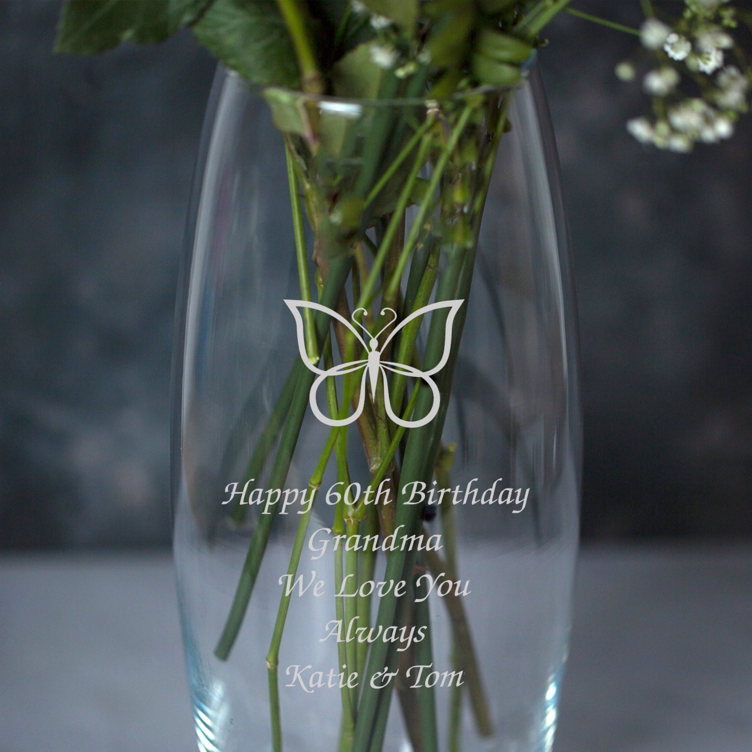 Personalised Butterfly Glass Bullet Vase - Bullet Vase