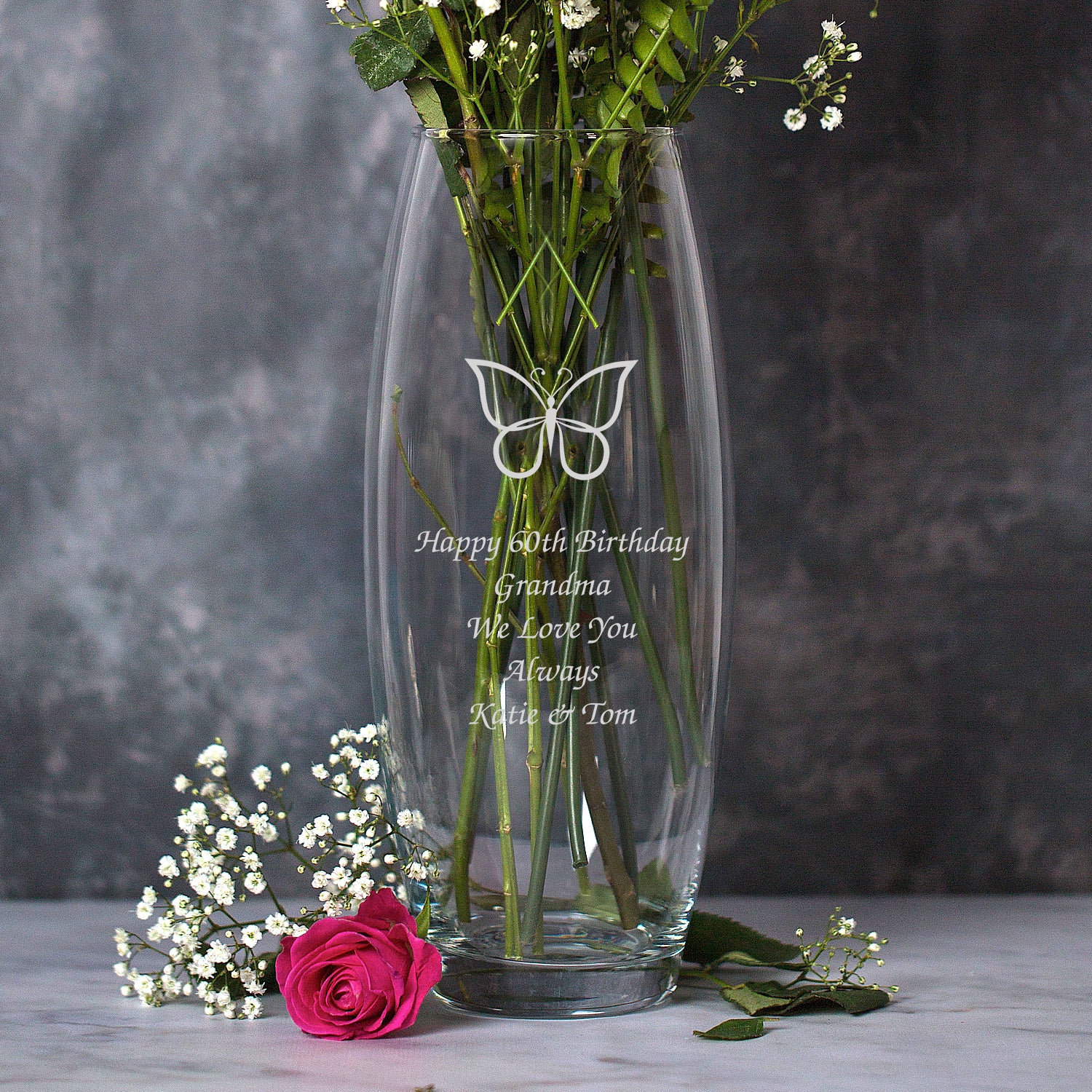 Personalised Butterfly Glass Bullet Vase - Bullet Vase