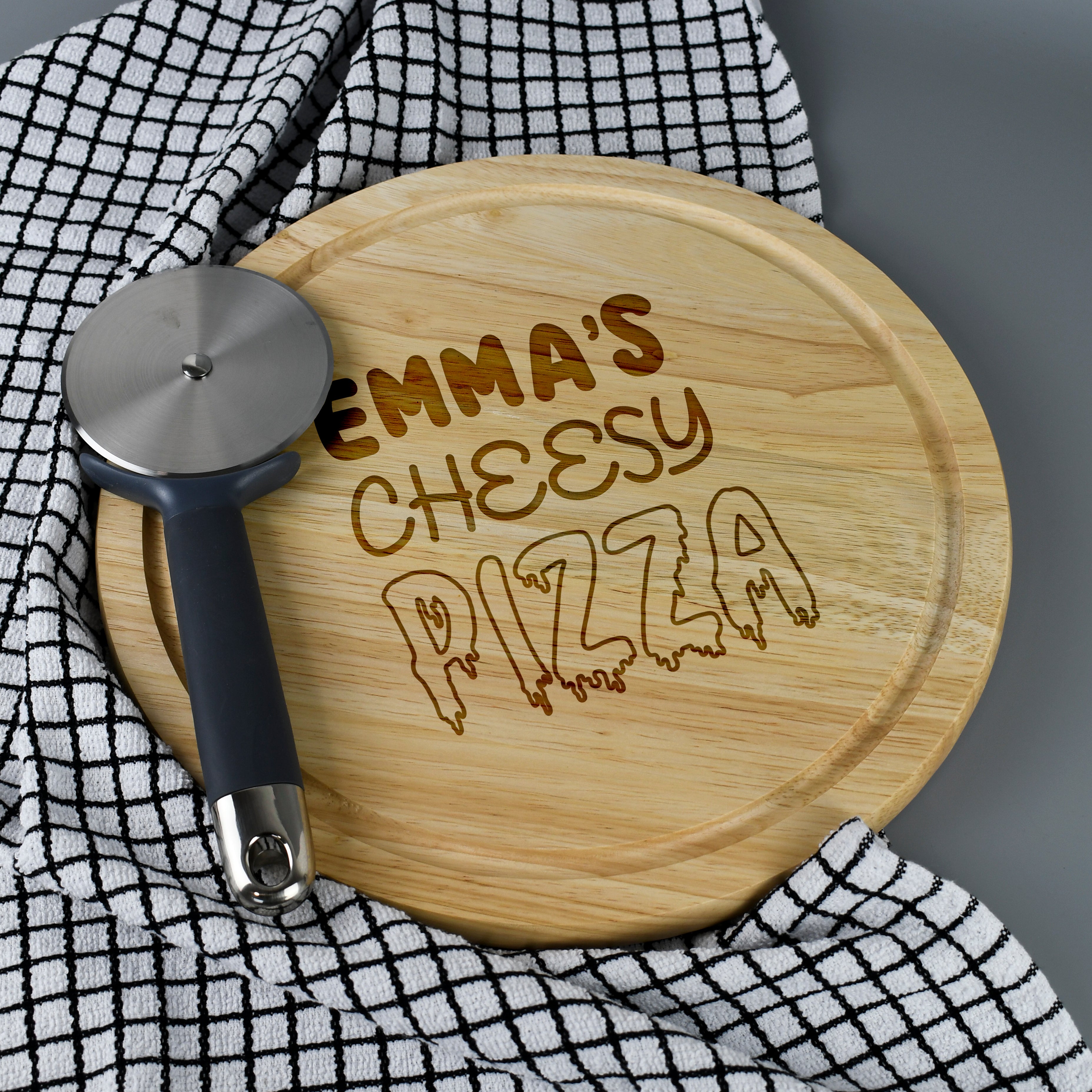Personalised Cheesy Pizza Large Round Pizza Board - Chopping Boards