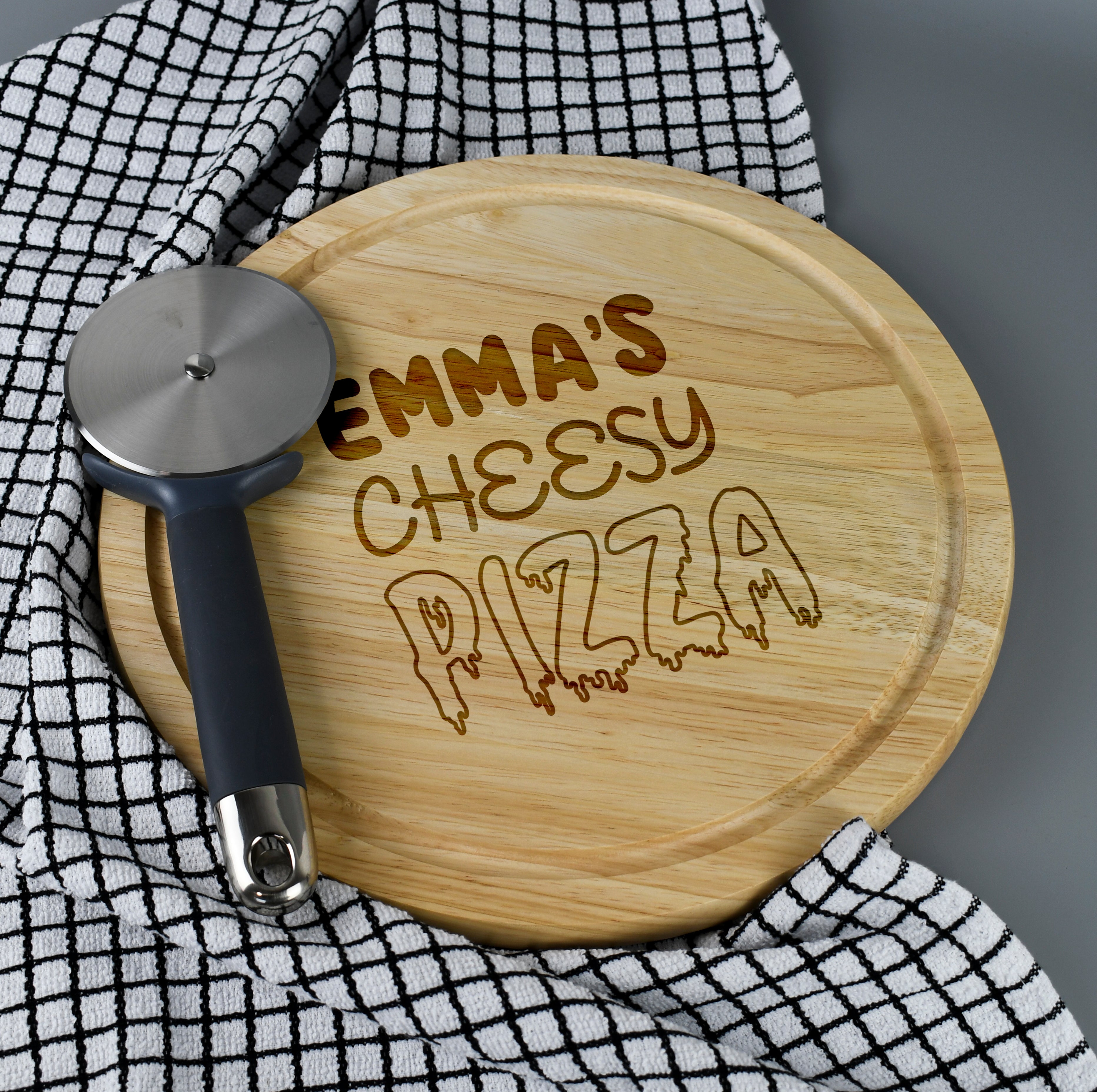 Personalised Cheesy Pizza Large Round Pizza Board - Chopping Boards